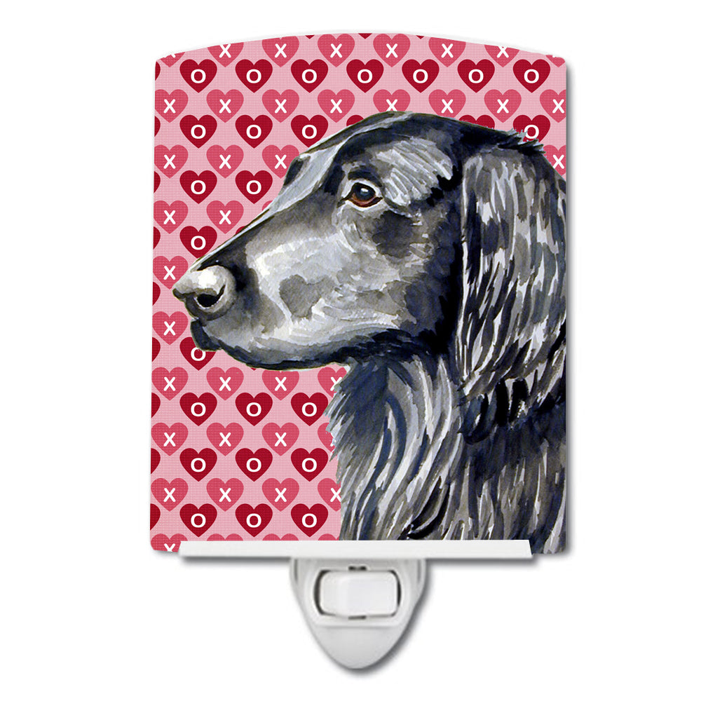 Flat Coated Retriever Hearts Love and Valentine&#39;s Day Portrait Ceramic Night Light LH9141CNL - the-store.com