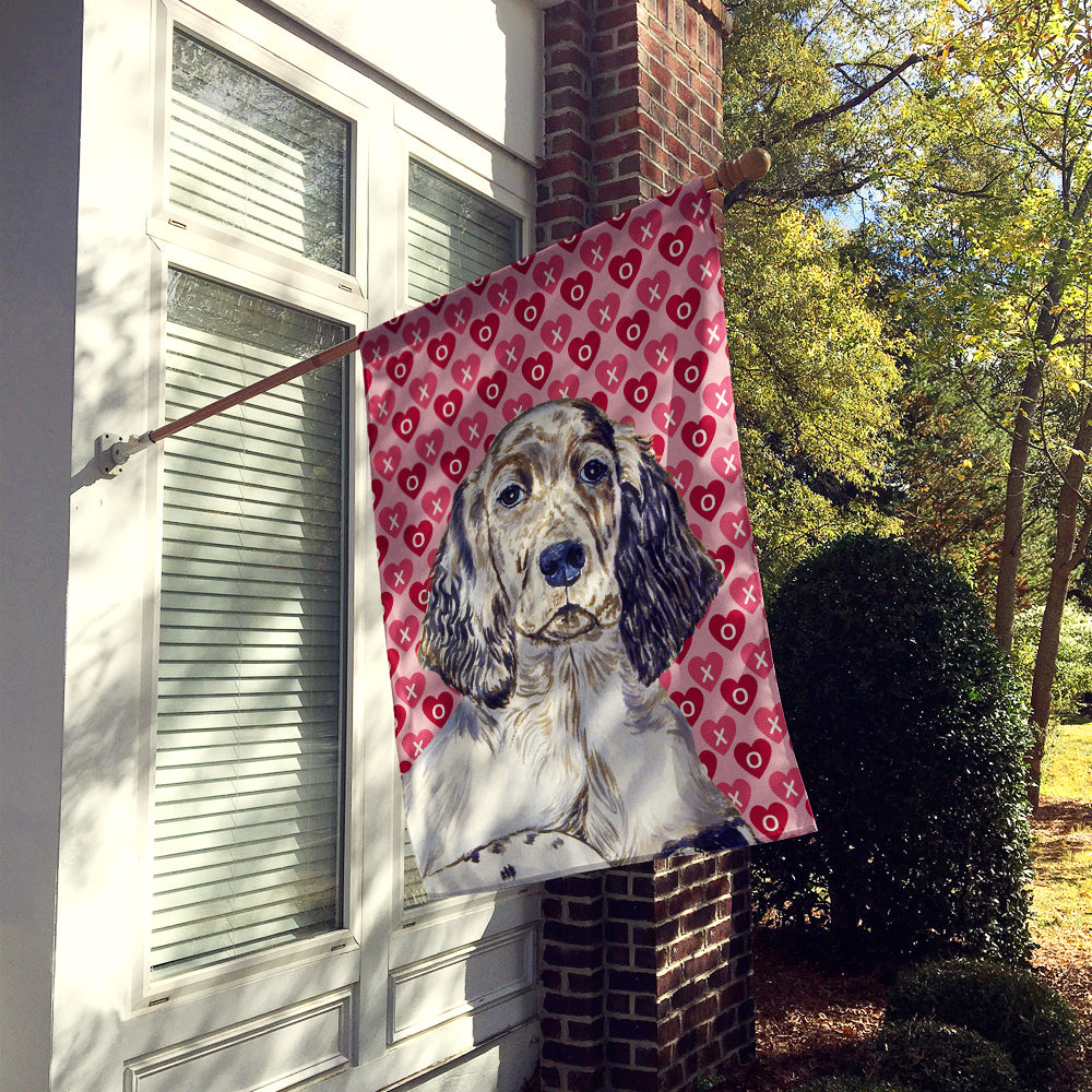 English Setter Hearts Love and Valentine's Day Portrait Flag Canvas House Size  the-store.com.