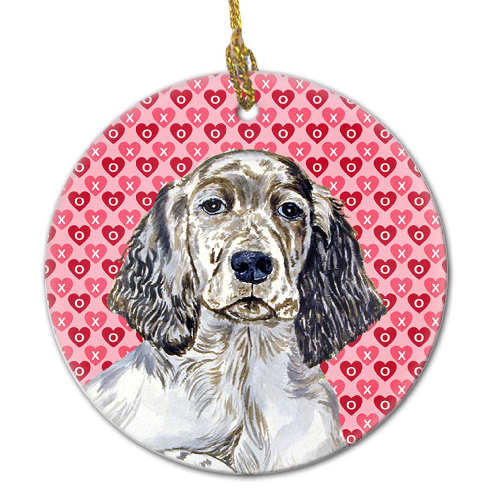 English Setter Valentine&#39;s Love and Hearts Ceramic Ornament by Caroline&#39;s Treasures