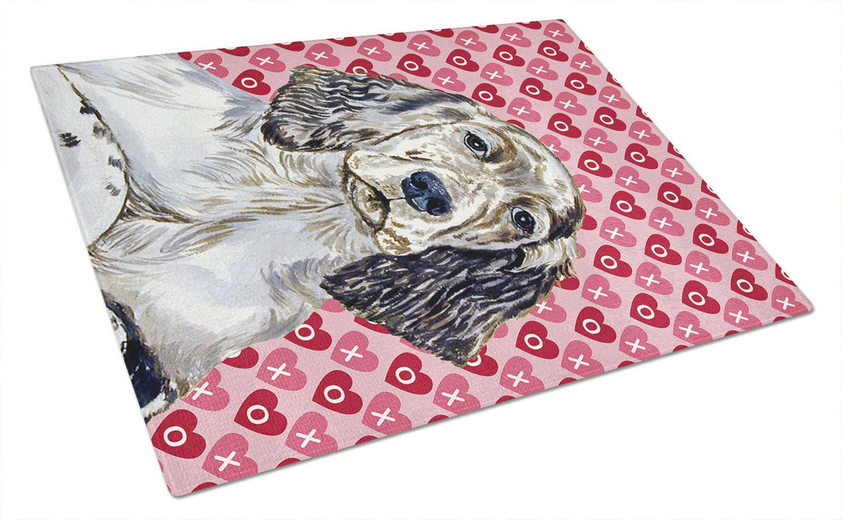 English Setter Hearts Love and Valentine&#39;s Day Glass Cutting Board Large by Caroline&#39;s Treasures