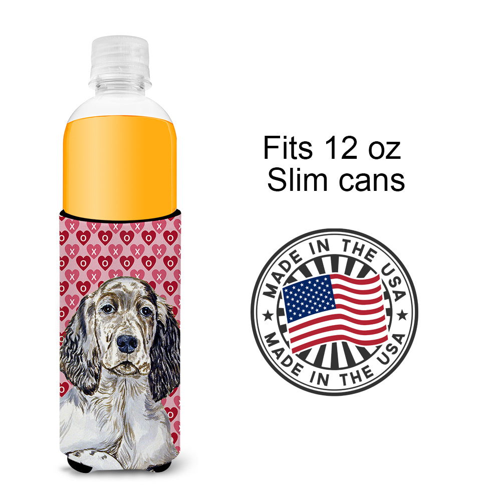 English Setter Hearts Love and Valentine's Day Portrait Ultra Beverage Insulators for slim cans LH9142MUK.