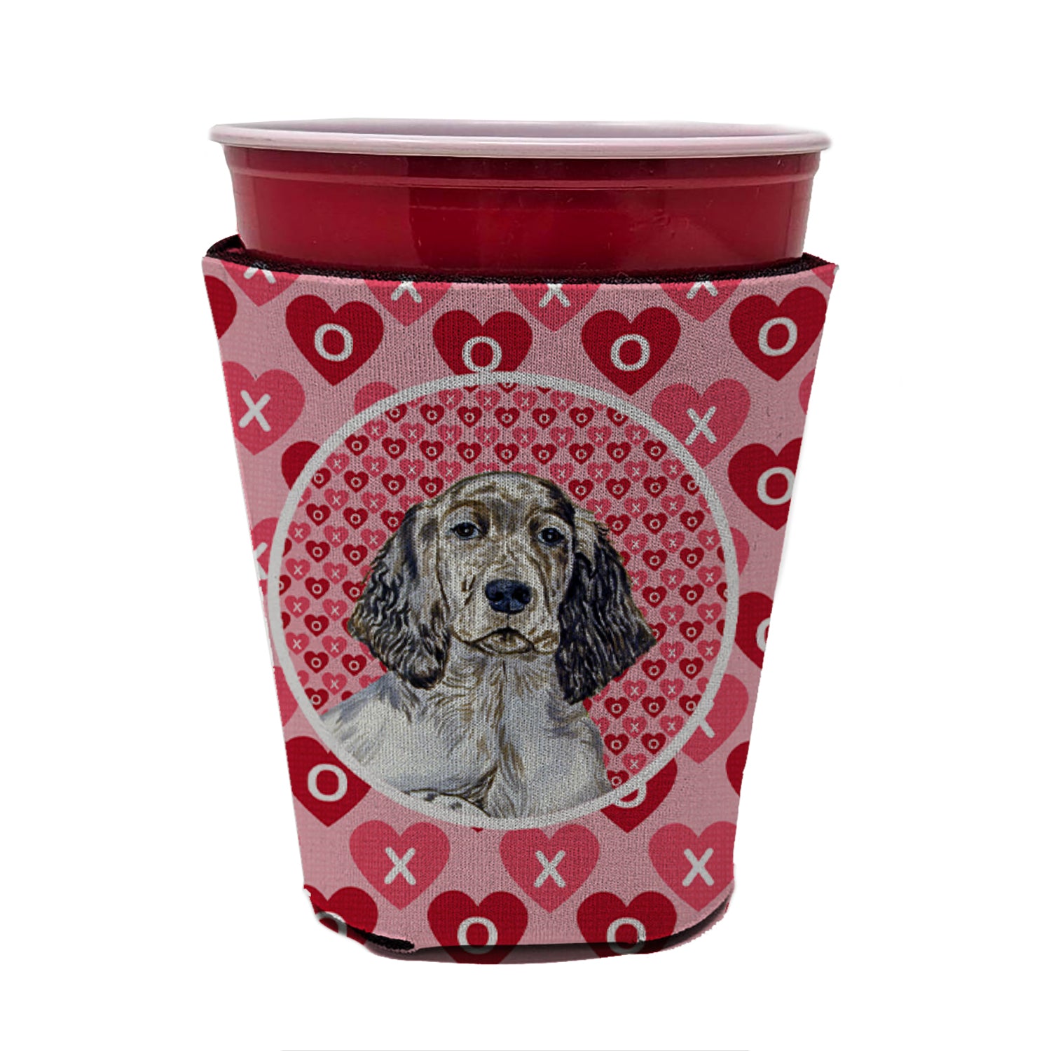 Setter anglais Valentine's Love and Hearts Red Solo Cup Beverage Insulator Hugger