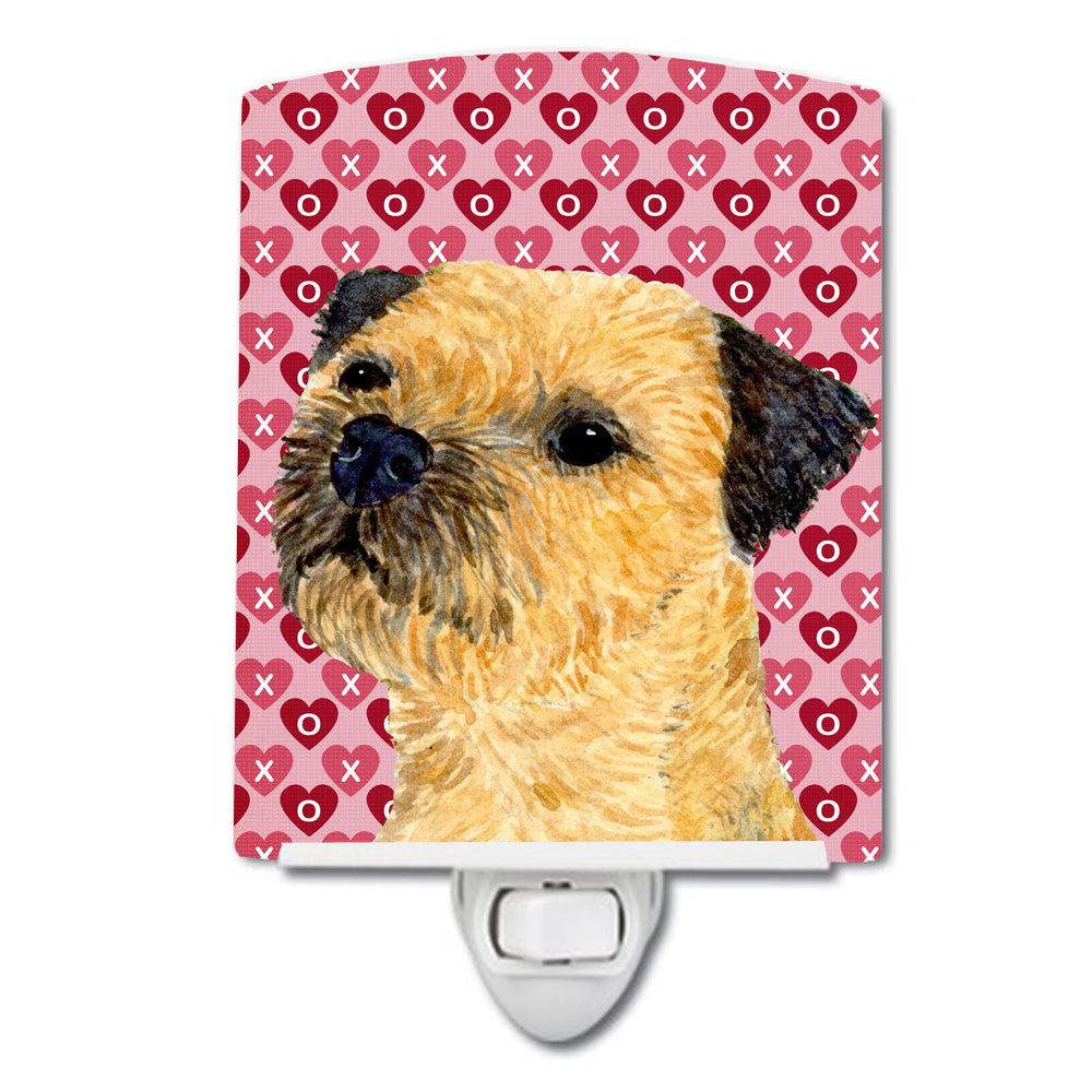 Border Terrier Hearts Love and Valentine&#39;s Day Portrait Ceramic Night Light LH9143CNL - the-store.com