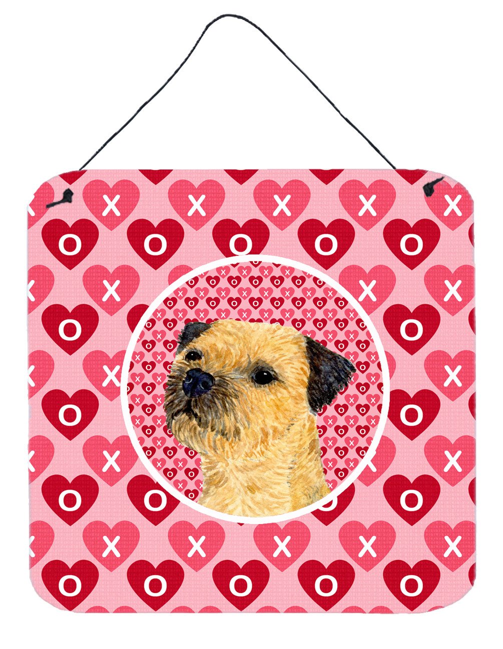 Border Terrier Valentine&#39;s Love and Hearts Wall or Door Hanging Prints by Caroline&#39;s Treasures