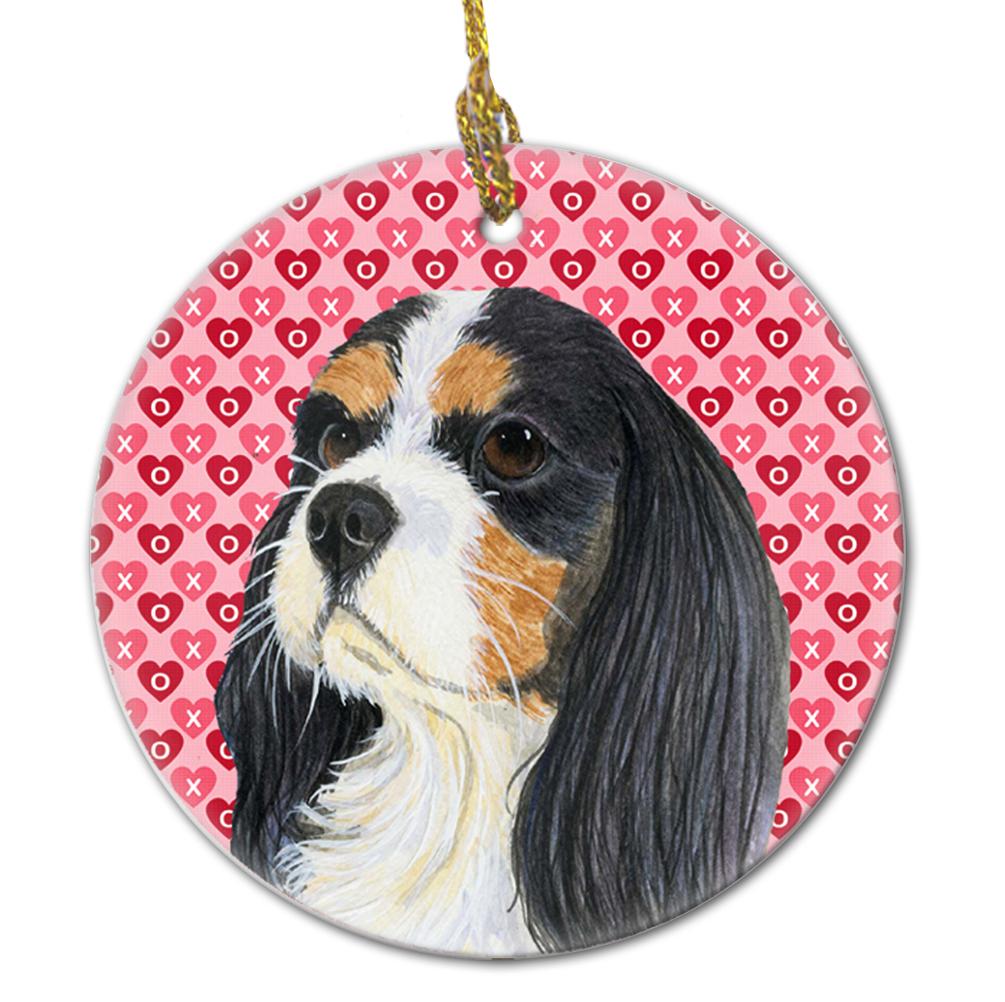 Cavalier Spaniel Valentine&#39;s Love and Hearts Ceramic Ornament by Caroline&#39;s Treasures