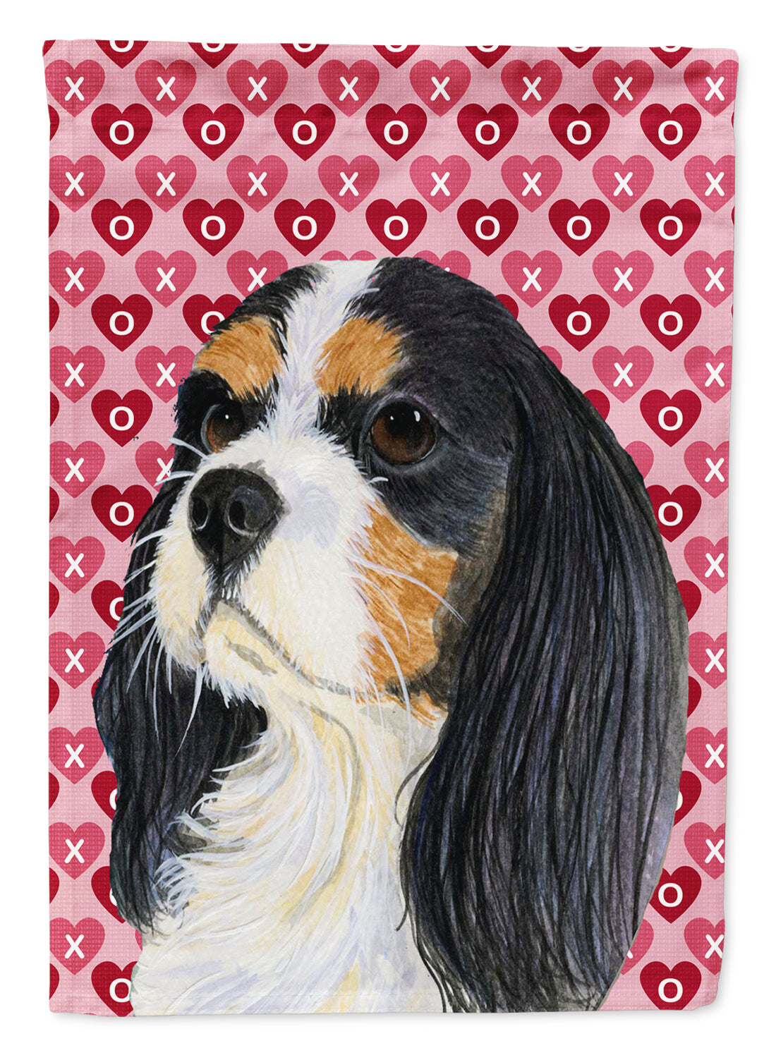 Cavalier Spaniel Hearts Love and Valentine&#39;s Day Portrait Flag Garden Size