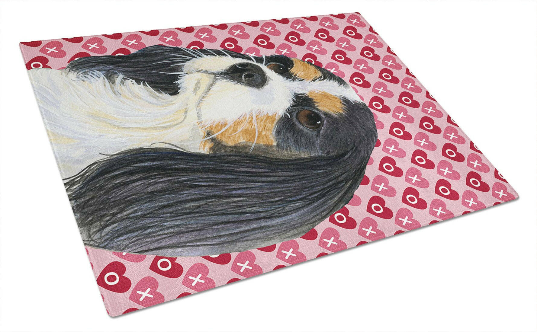 Cavalier Spaniel Hearts Love and Valentine's Day Glass Cutting Board Large by Caroline's Treasures