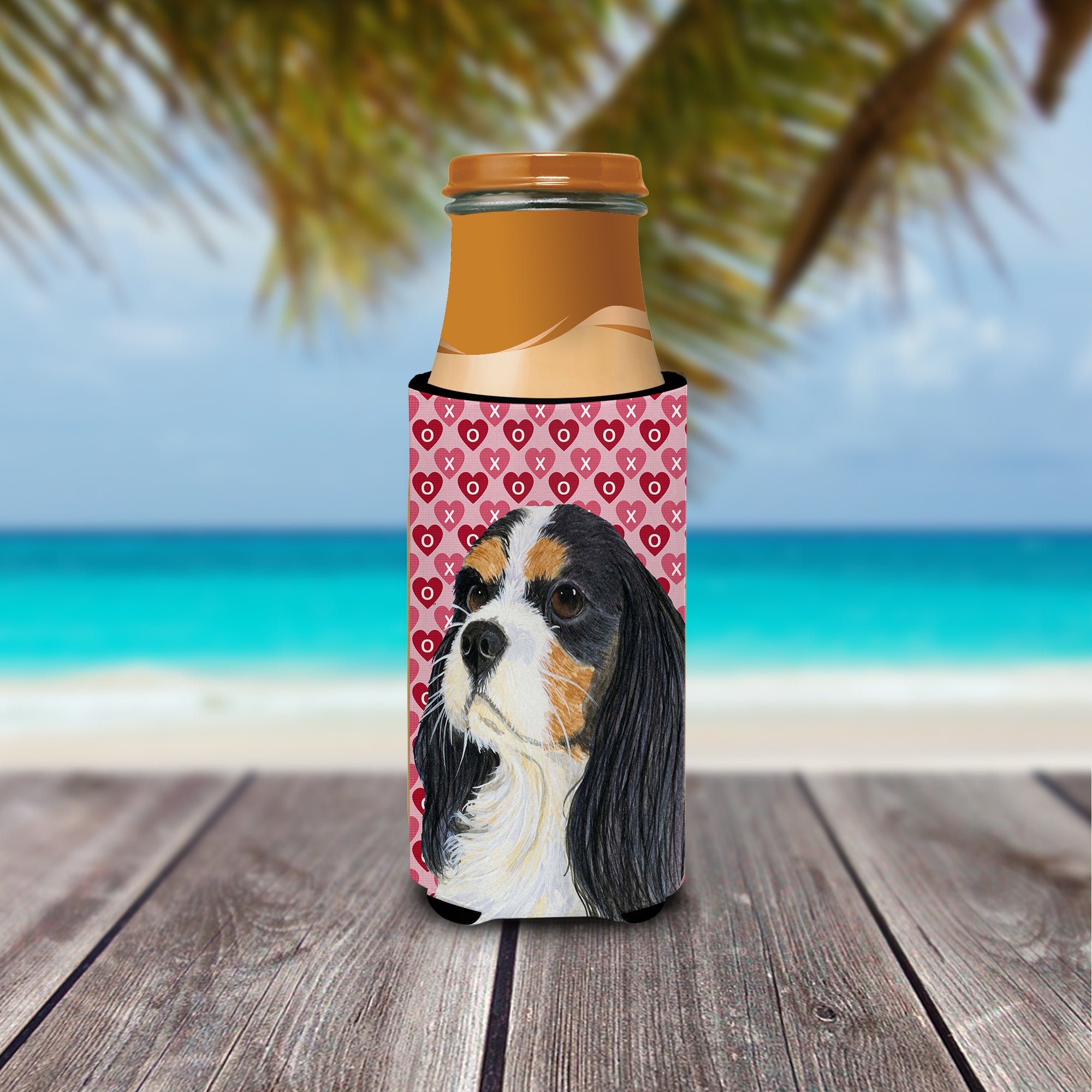 Cavalier Spaniel Hearts Love and Valentine's Day Portrait Ultra Beverage Insulators for slim cans LH9144MUK.