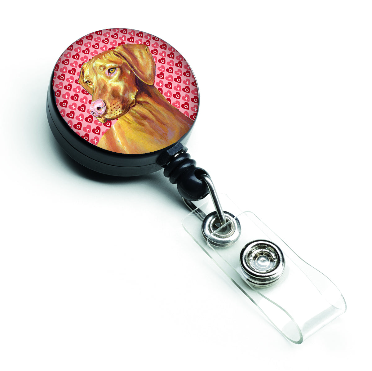Vizsla Love and Hearts Retractable Badge Reel or ID Holder with Clip