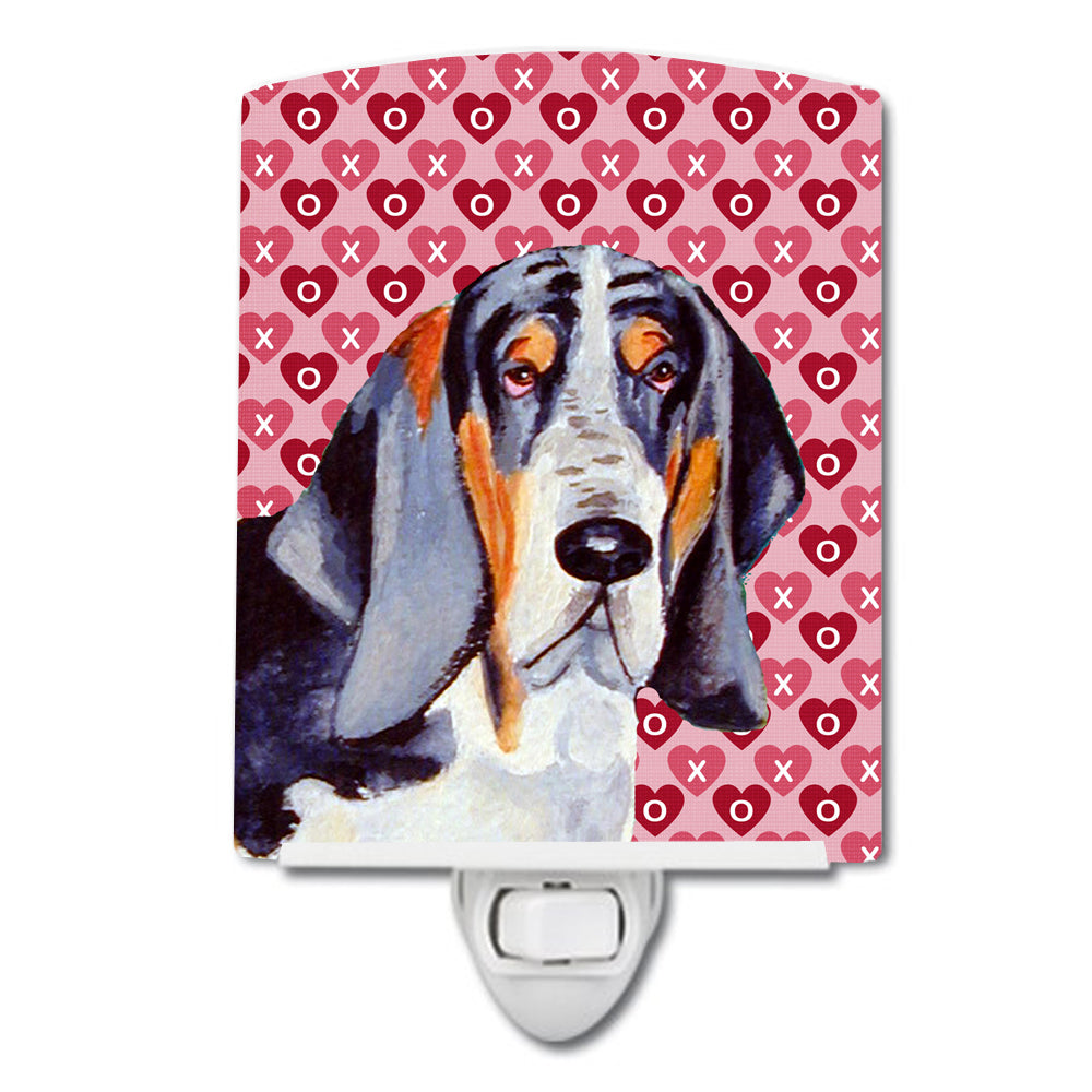 Basset Hound Hearts Love and Valentine's Day Portrait Ceramic Night Light LH9147CNL - the-store.com