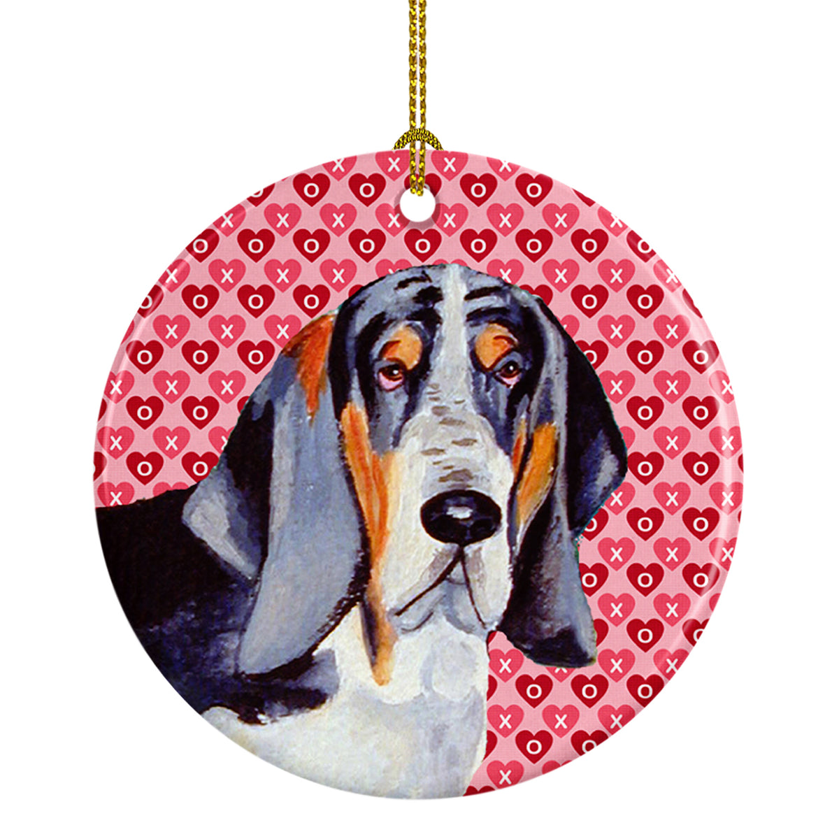 Basset Hound Valentine&#39;s Love and Hearts Ceramic Ornament - the-store.com
