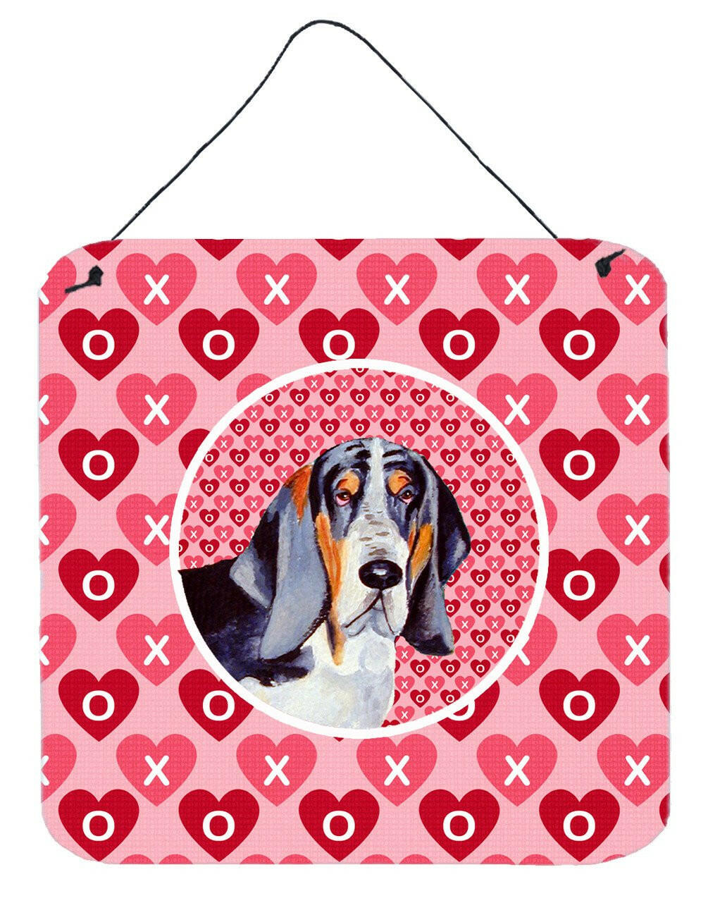 Basset Hound Valentine&#39;s Love and Hearts Wall or Door Hanging Prints by Caroline&#39;s Treasures