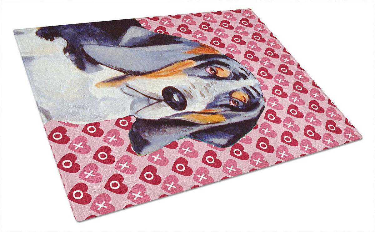 Basset Hound Hearts Love and Valentine&#39;s Day Portrait Glass Cutting Board Large by Caroline&#39;s Treasures
