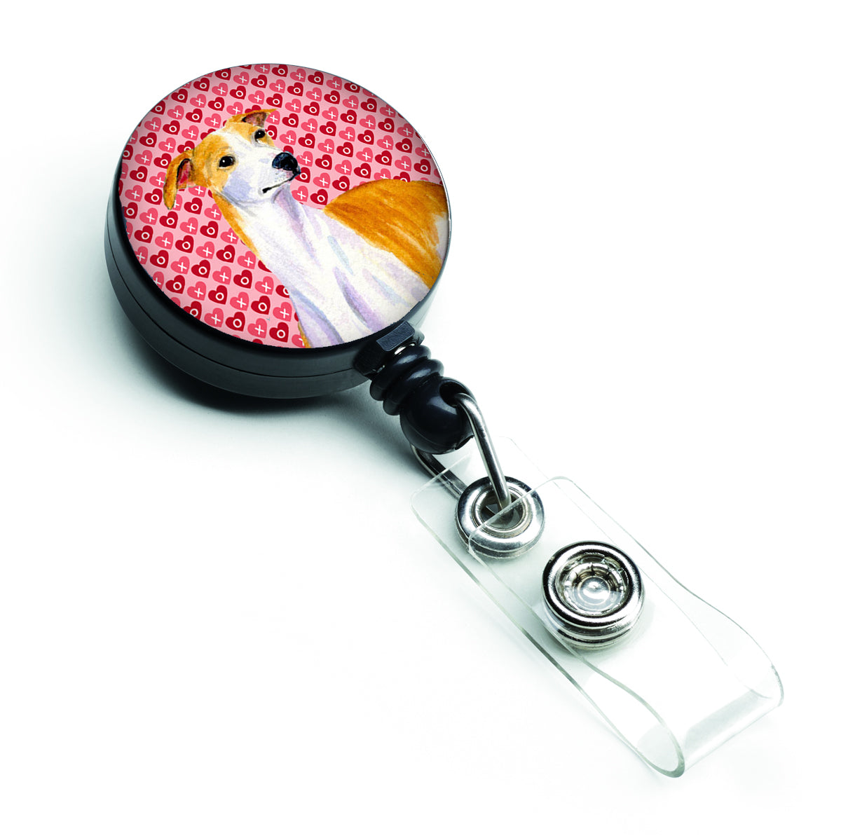 Whippet  Love and Hearts Retractable Badge Reel or ID Holder with Clip
