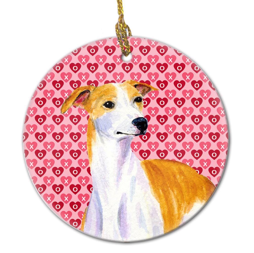 Whippet Valentine&#39;s Love and Hearts Ceramic Ornament by Caroline&#39;s Treasures
