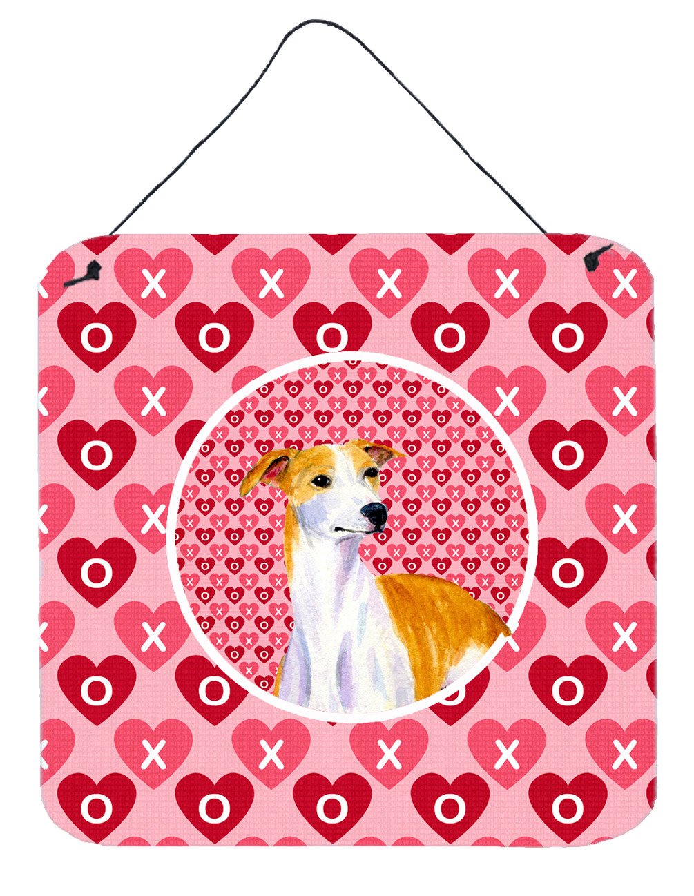 Whippet Valentine&#39;s Love and Hearts Aluminium Metal Wall or Door Hanging Prints by Caroline&#39;s Treasures