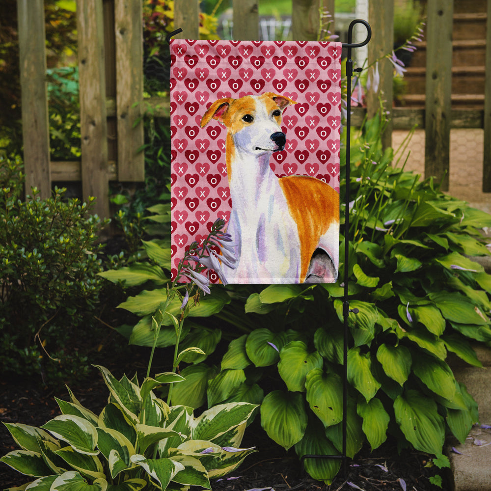 Whippet Hearts Love and Valentine's Day Portrait Flag Garden Size