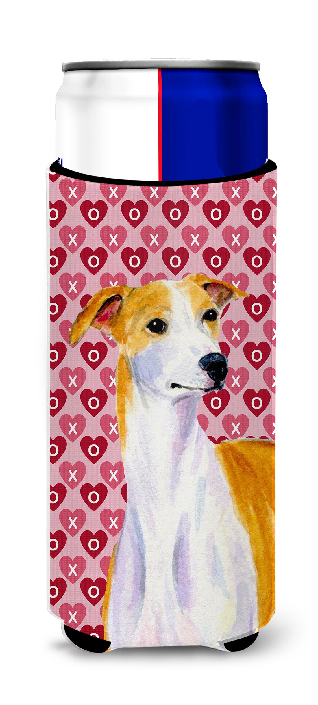 Whippet Hearts Love and Valentine&#39;s Day Portrait Ultra Beverage Insulators for slim cans LH9148MUK