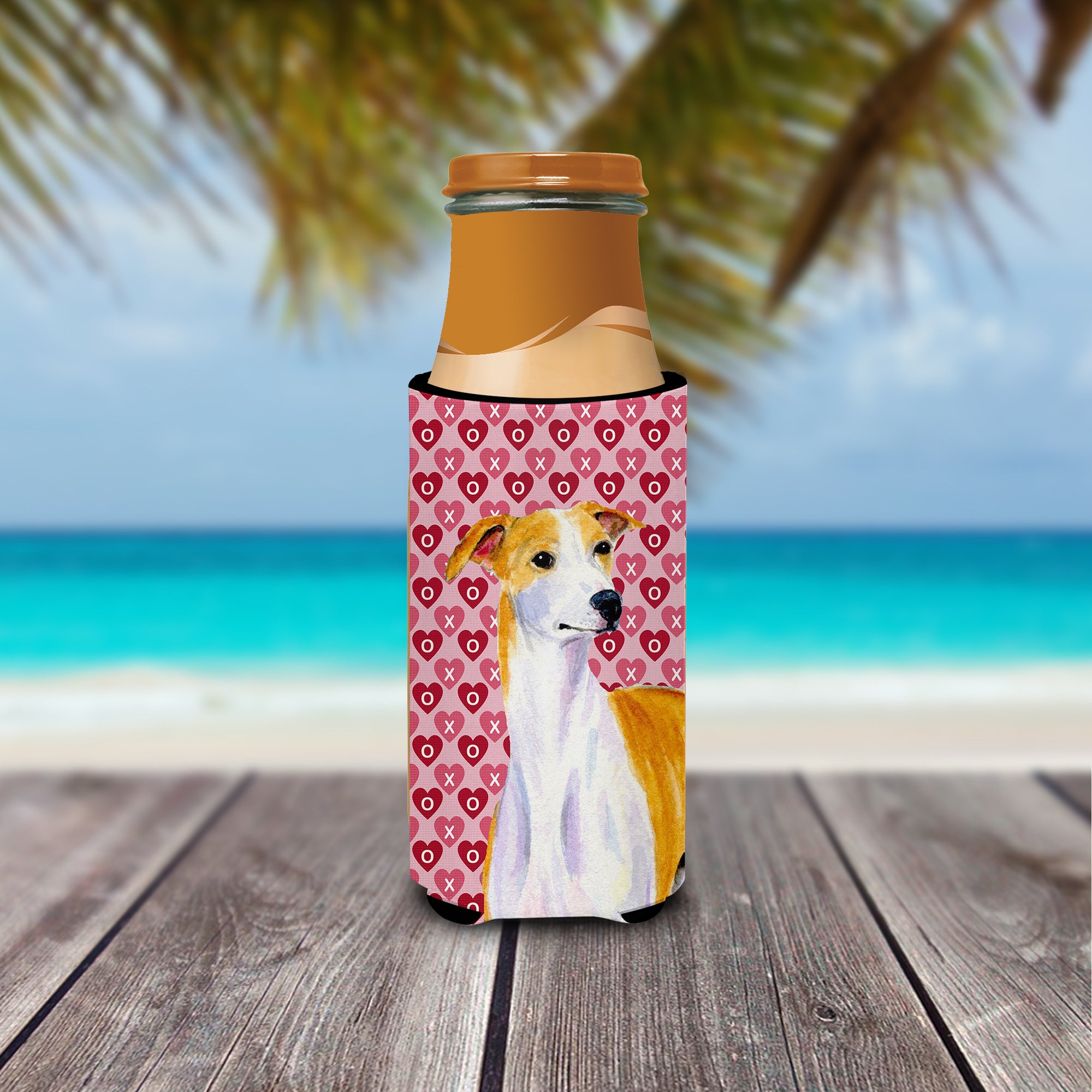 Whippet Hearts Love and Valentine's Day Portrait Ultra Beverage Isolateurs pour canettes minces LH9148MUK
