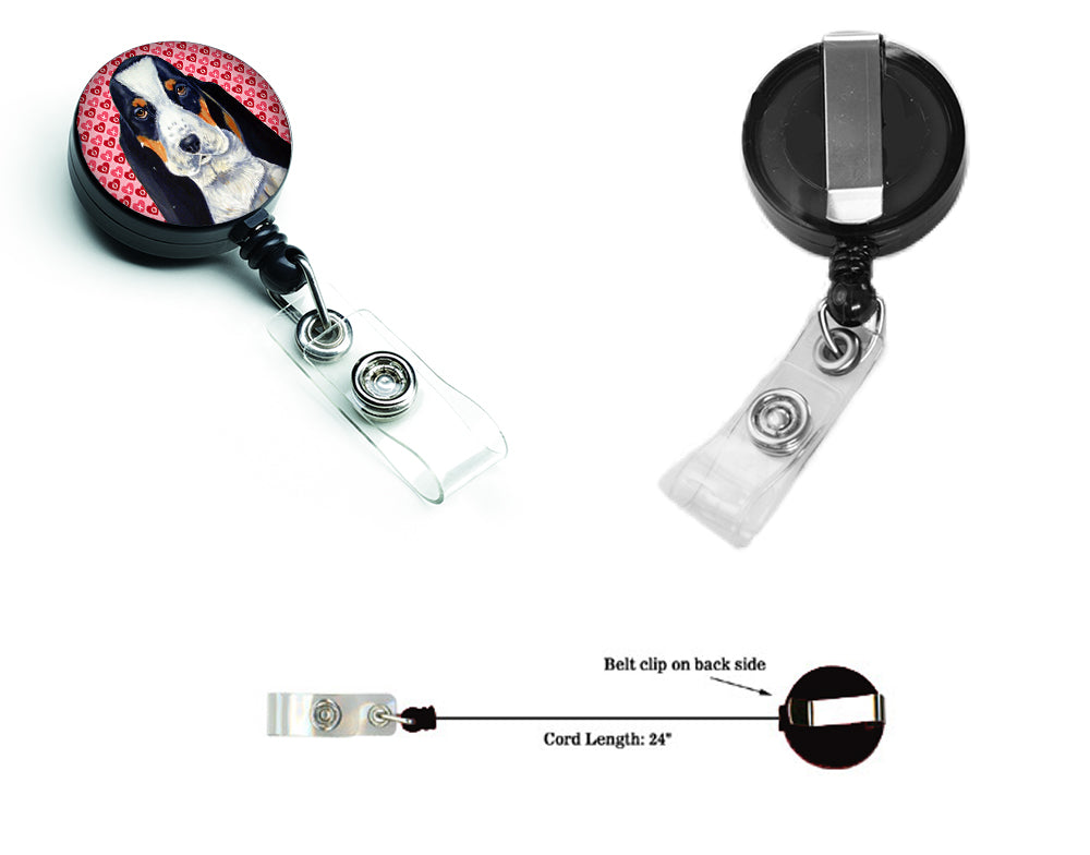 Basset Hound Love and Hearts Retractable Badge Reel or ID Holder with Clip.