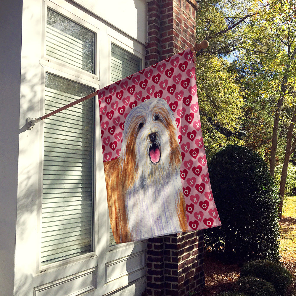 Bearded Collie Hearts Love and Valentine's Day Portrait Flag Canvas House Size  the-store.com.
