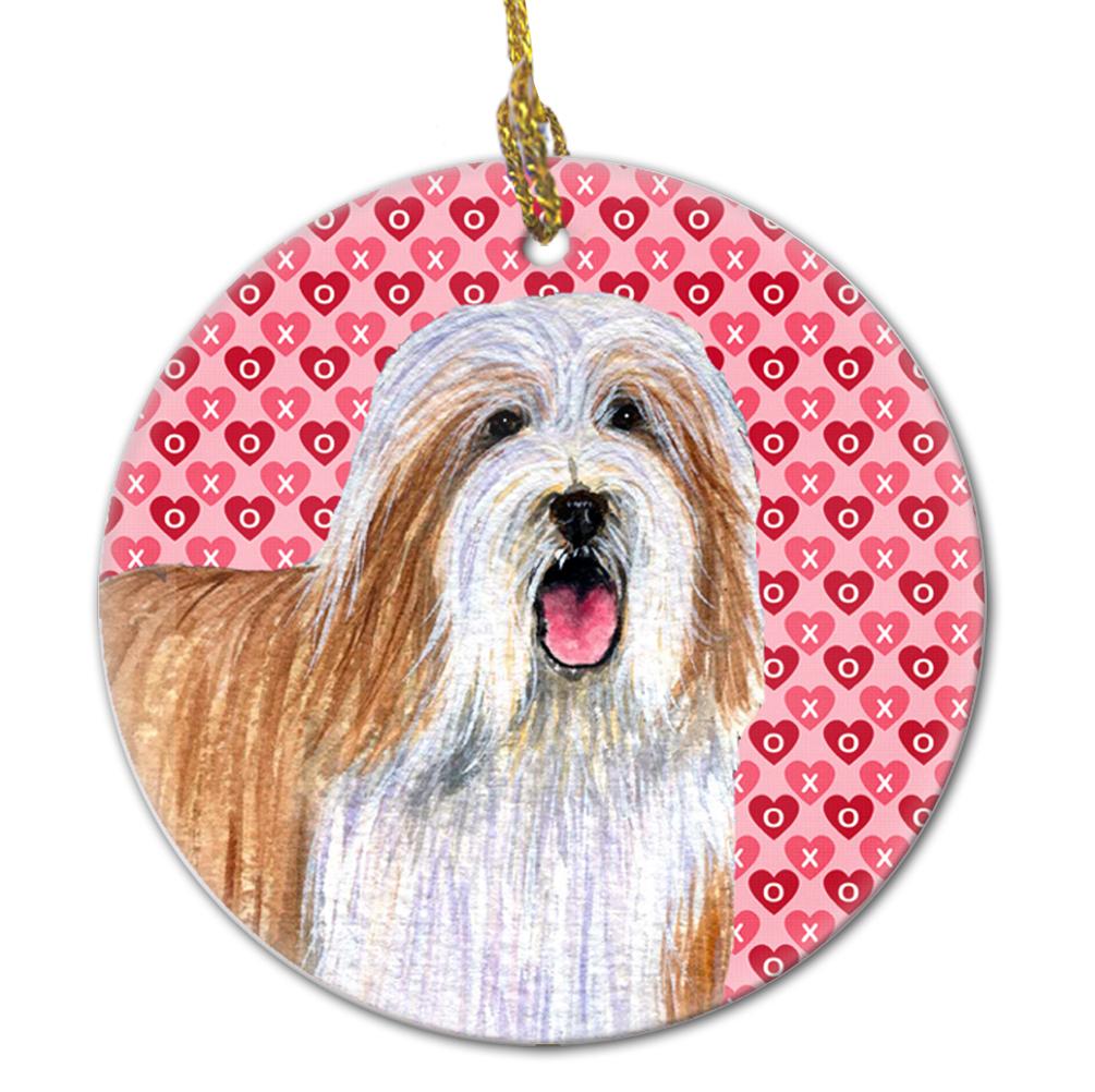 Bearded Collie Valentine&#39;s Love and Hearts Ceramic Ornament by Caroline&#39;s Treasures
