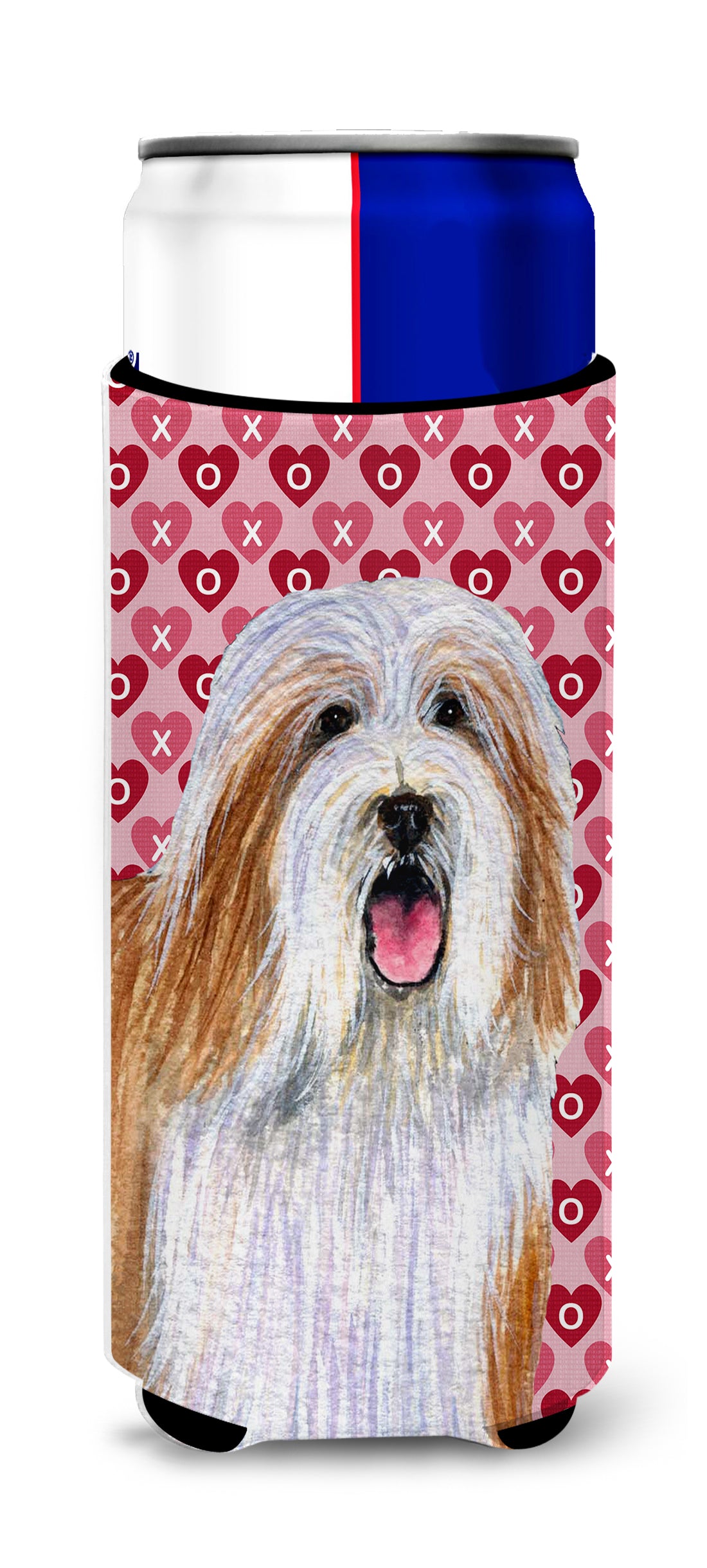 Bearded Collie Hearts Love and Valentine&#39;s Day Portrait Ultra Beverage Insulators for slim cans LH9150MUK
