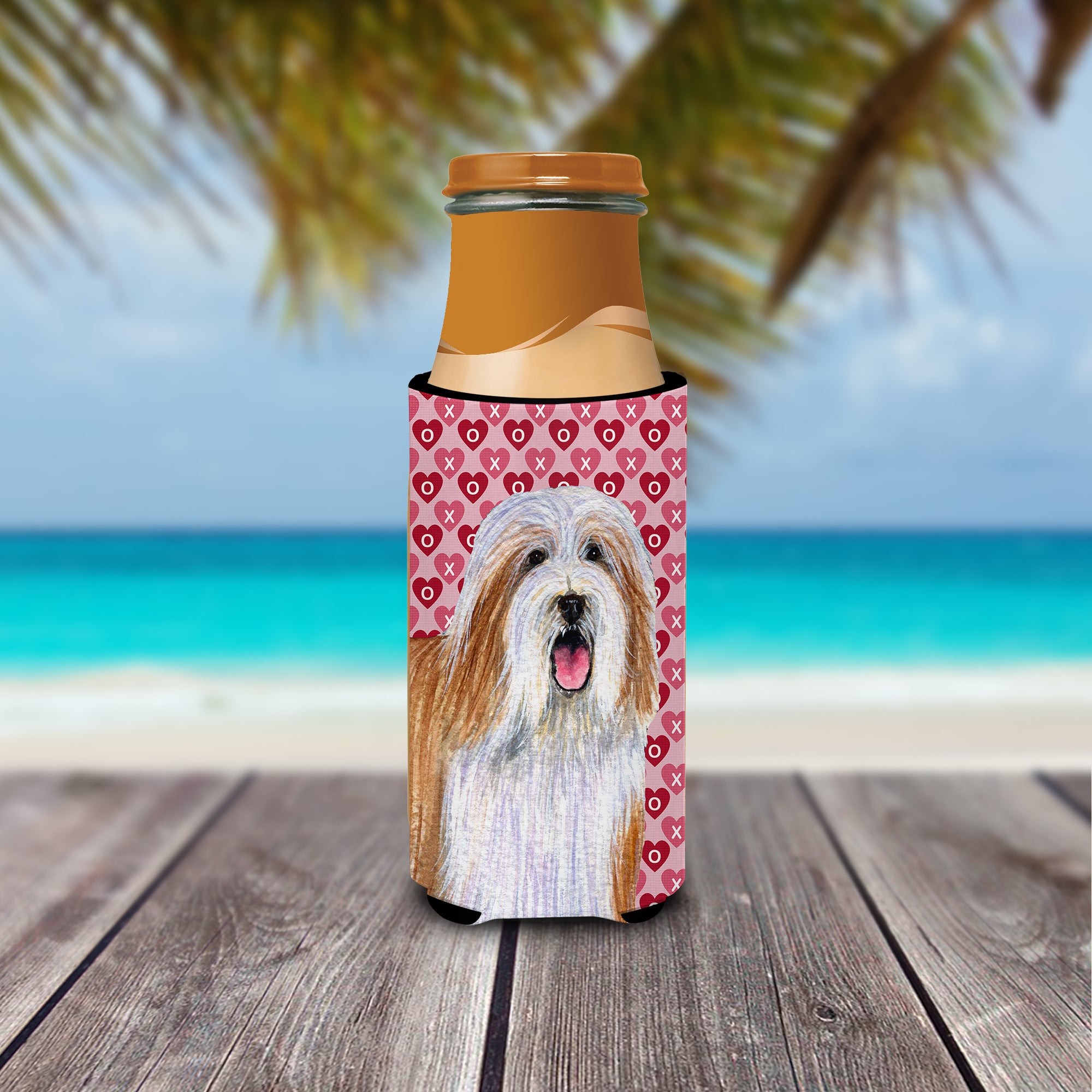 Bearded Collie Hearts Love and Valentine's Day Portrait Ultra Beverage Insulators for slim cans LH9150MUK