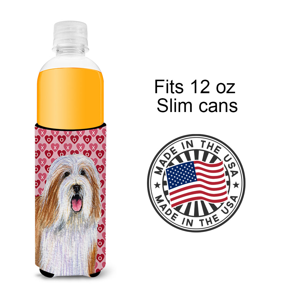 Bearded Collie Hearts Love and Valentine's Day Portrait Ultra Beverage Insulators for slim cans LH9150MUK.