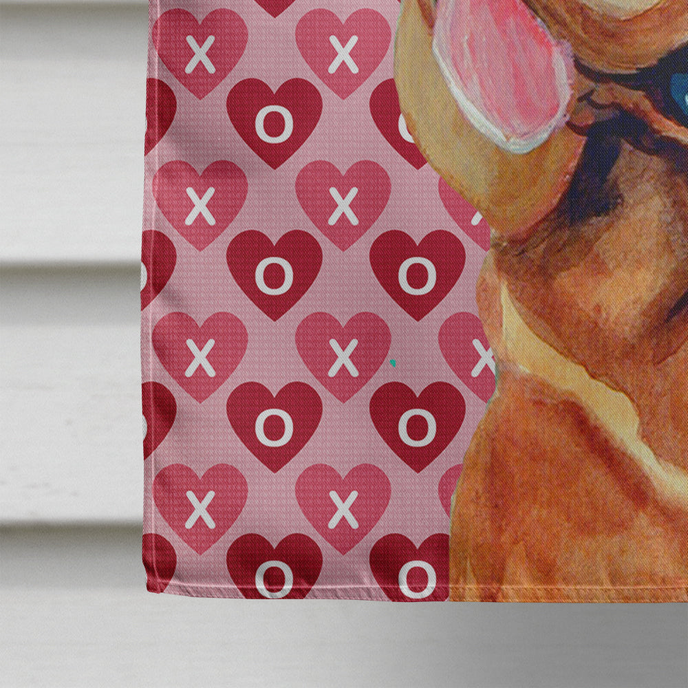 Bloodhound Hearts Love and Valentine's Day Portrait Flag Canvas House Size