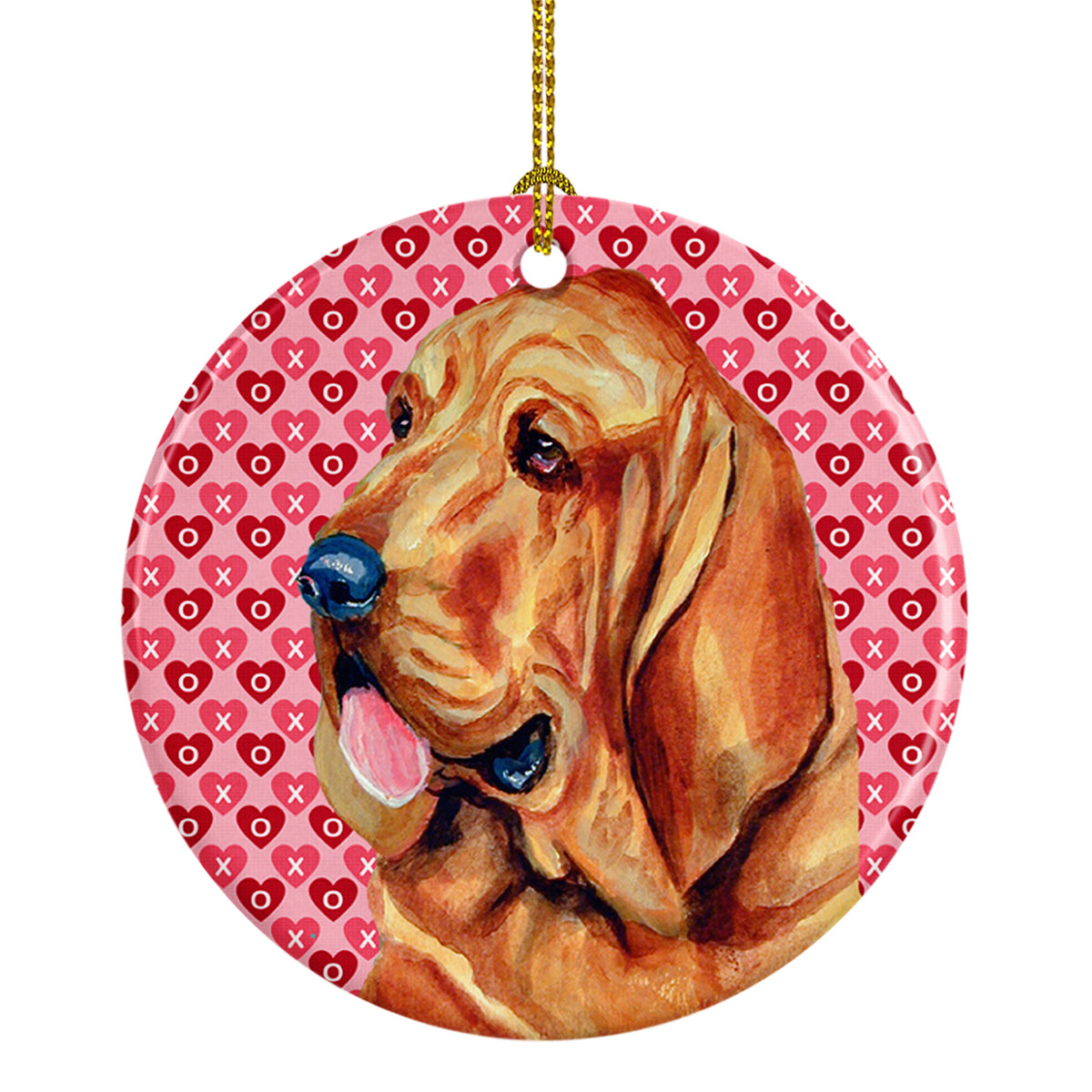 Bloodhound Valentine&#39;s Love and Hearts Ceramic Ornament - the-store.com