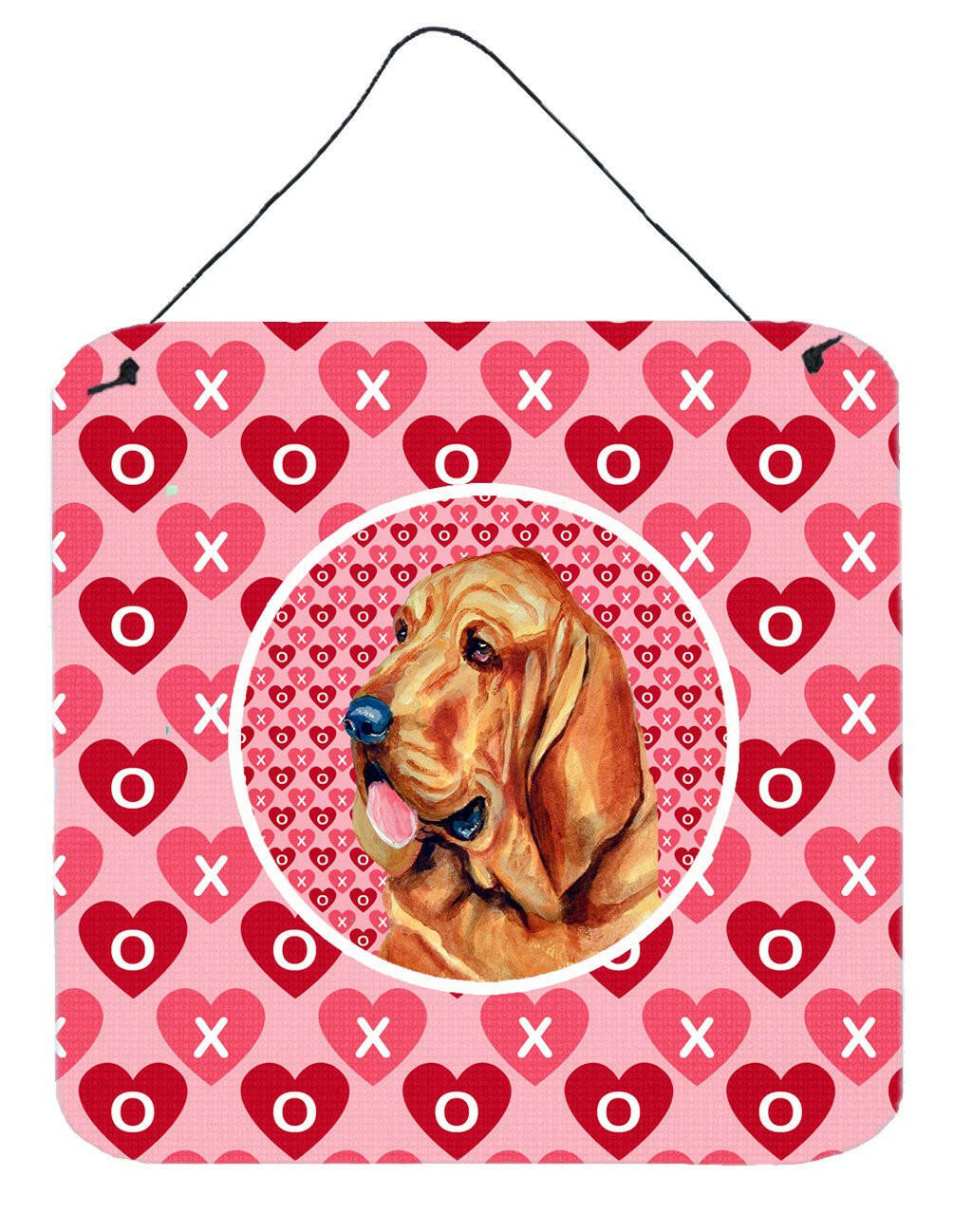 Bloodhound Valentine's Love and Hearts Wall or Door Hanging Prints by Caroline's Treasures