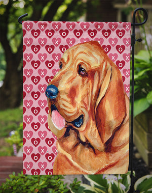Bloodhound Hearts Love and Valentine's Day Portrait Flag Garden Size