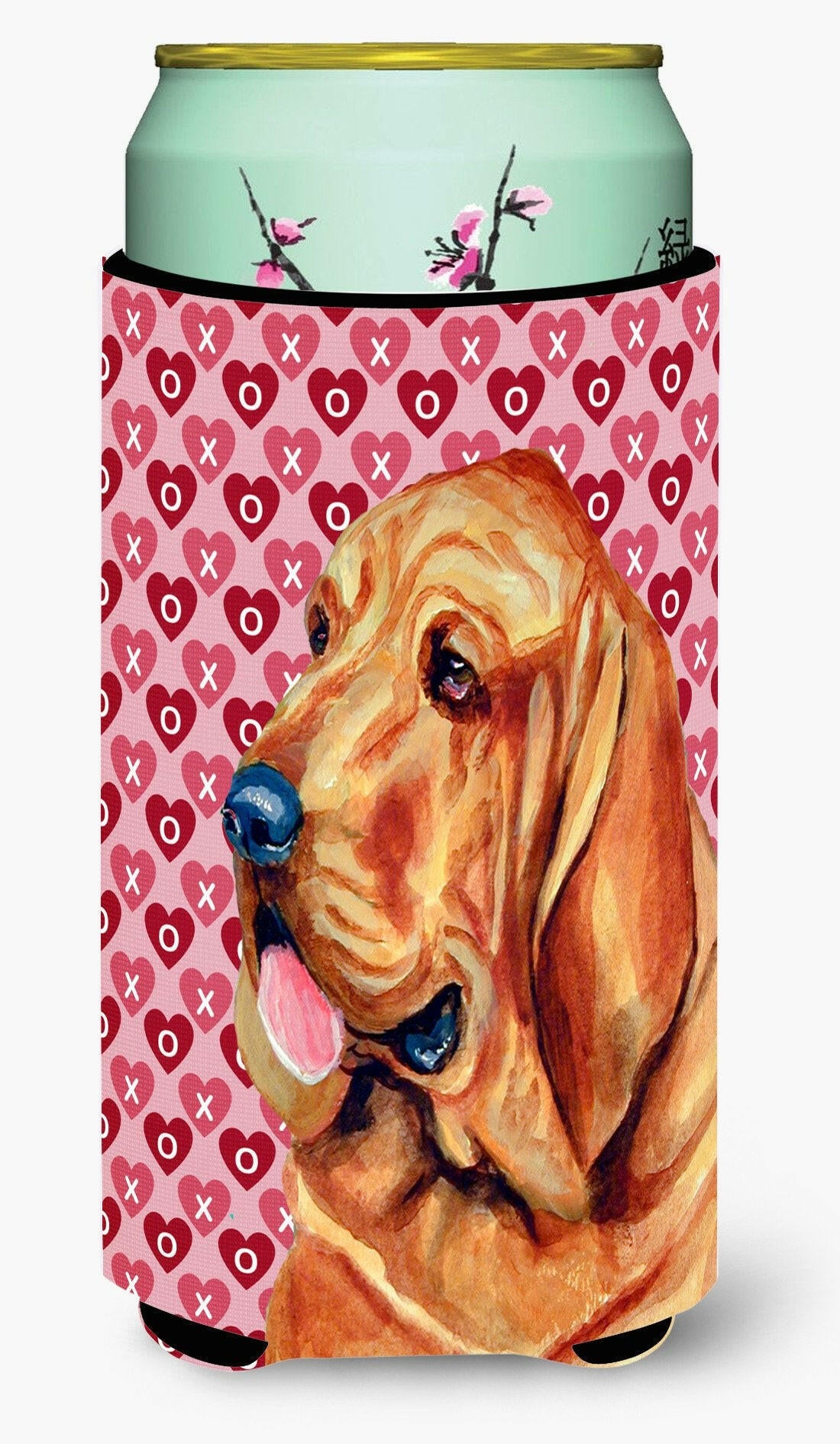 Bloodhound Hearts Love and Valentine&#39;s Day Portrait  Tall Boy Beverage Insulator Beverage Insulator Hugger by Caroline&#39;s Treasures