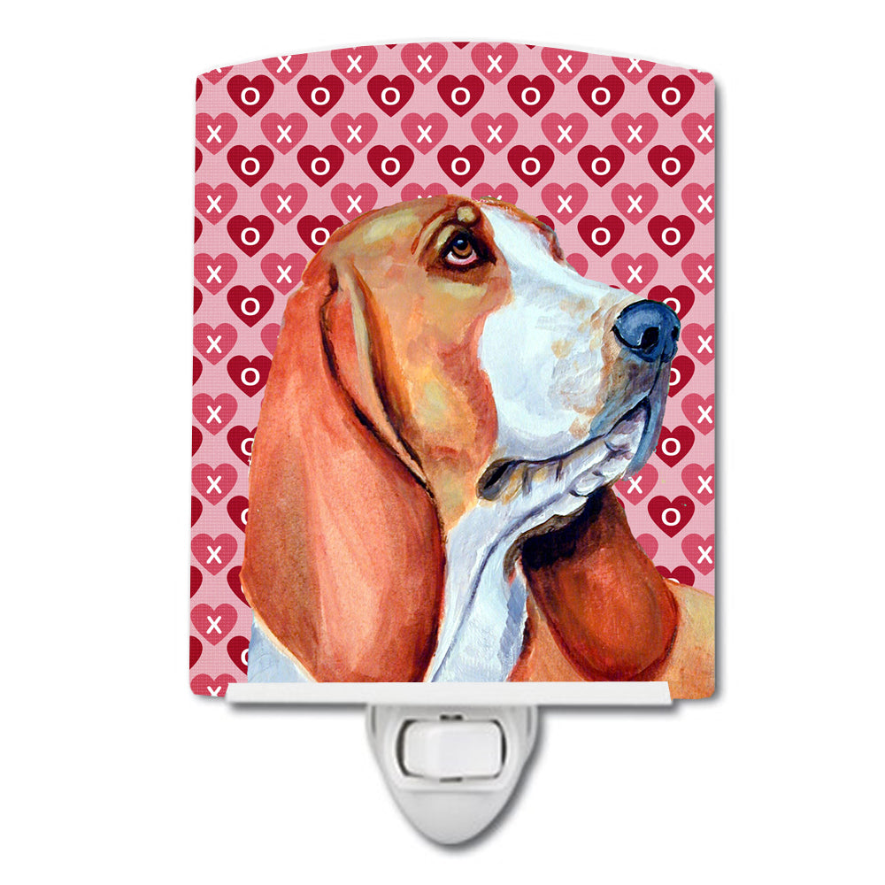 Basset Hound Hearts Love and Valentine's Day Portrait Ceramic Night Light LH9152CNL - the-store.com