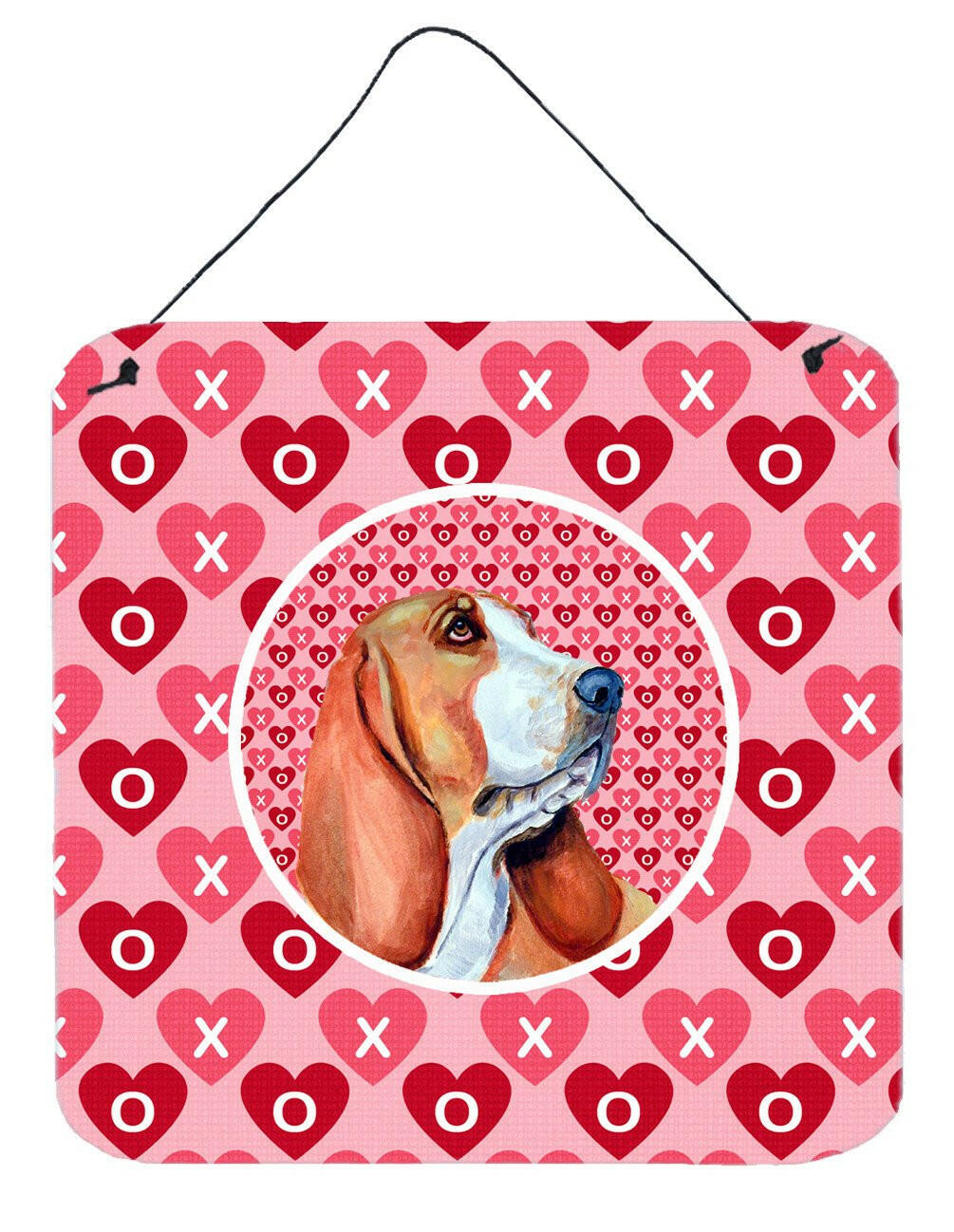 Basset Hound Valentine&#39;s Love and Hearts Wall or Door Hanging Prints by Caroline&#39;s Treasures