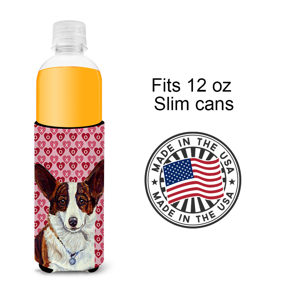 Corgi Hearts Love and Valentine's Day Portrait Ultra Beverage Insulators for slim cans LH9153MUK.