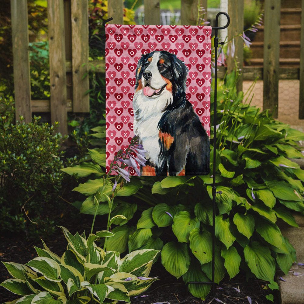 Bernese Mountain Dog Hearts Love and Valentine's Day Portrait Flag Garden Size.