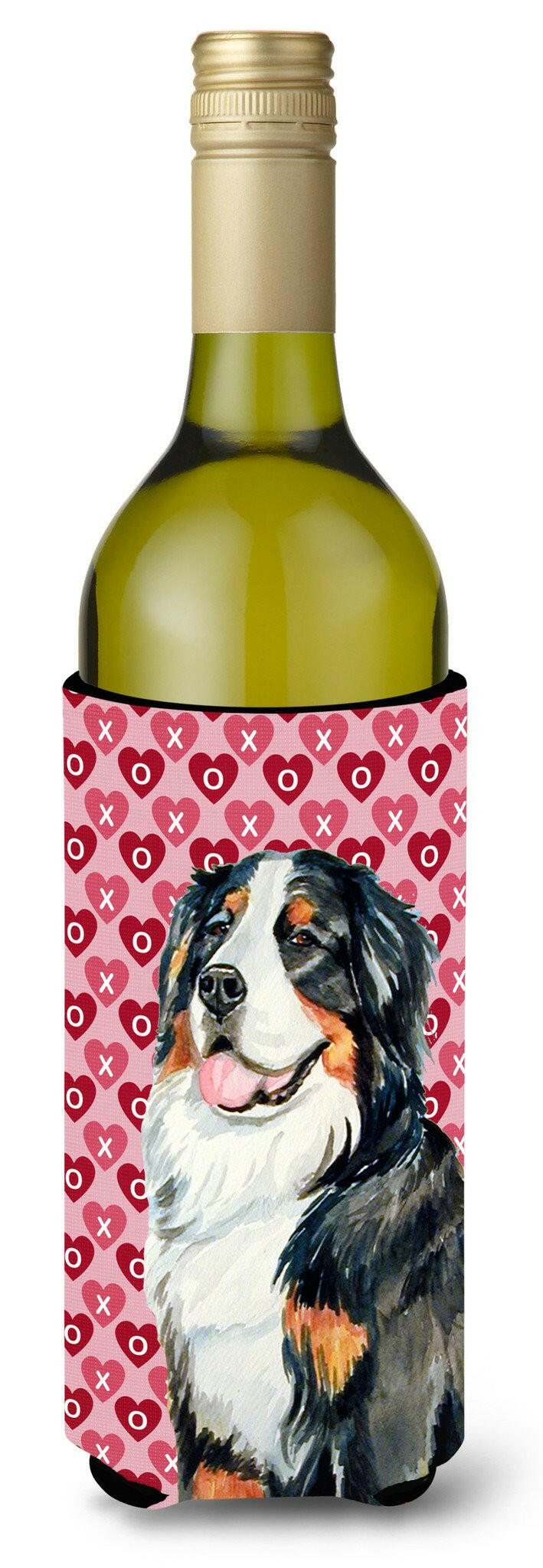 Bernese Mountain Dog Love  Valentine's Day Portrait Wine Bottle Beverage Insulator Beverage Insulator Hugger by Caroline's Treasures