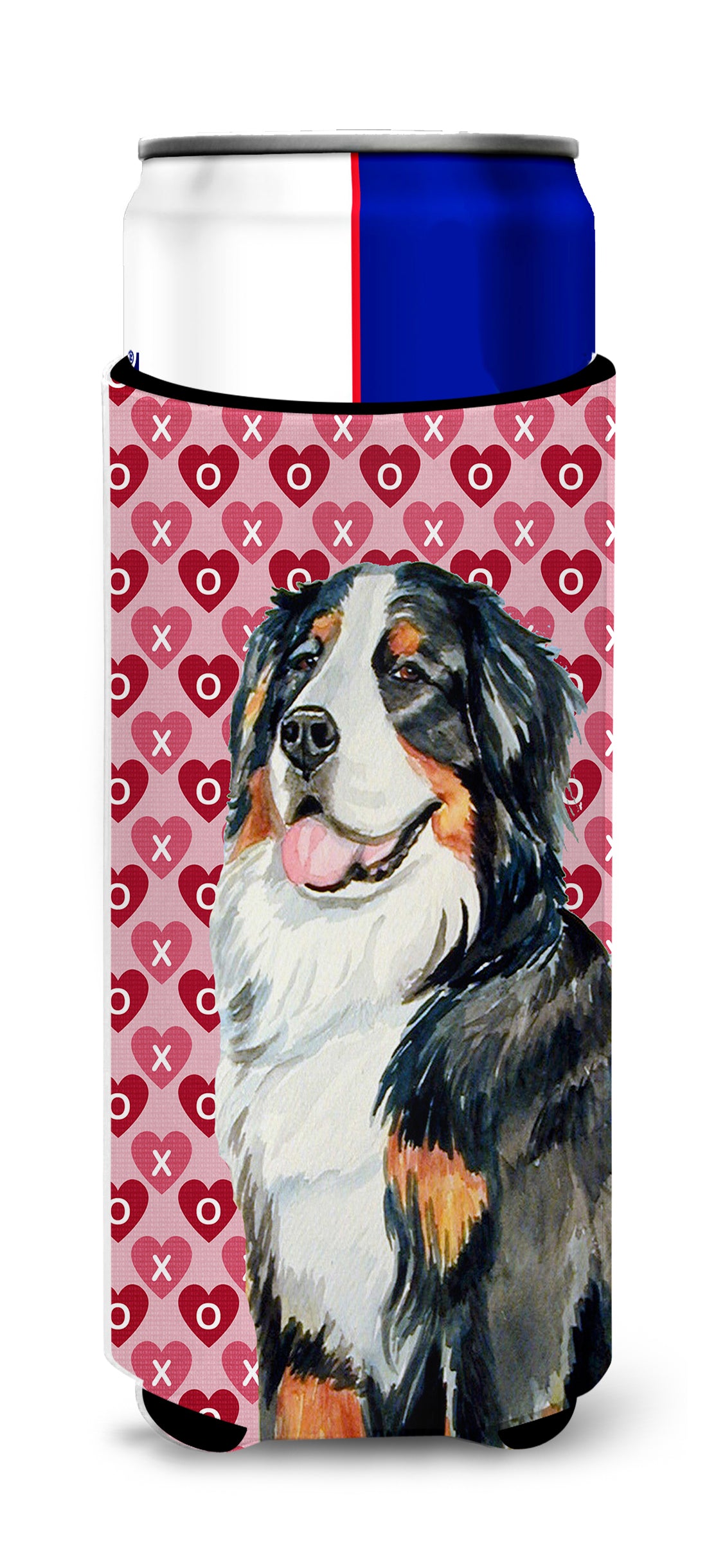 Bernese Mountain Dog Hearts Love and Valentine's Day Portrait Ultra Beverage Insulators for slim cans LH9154MUK.