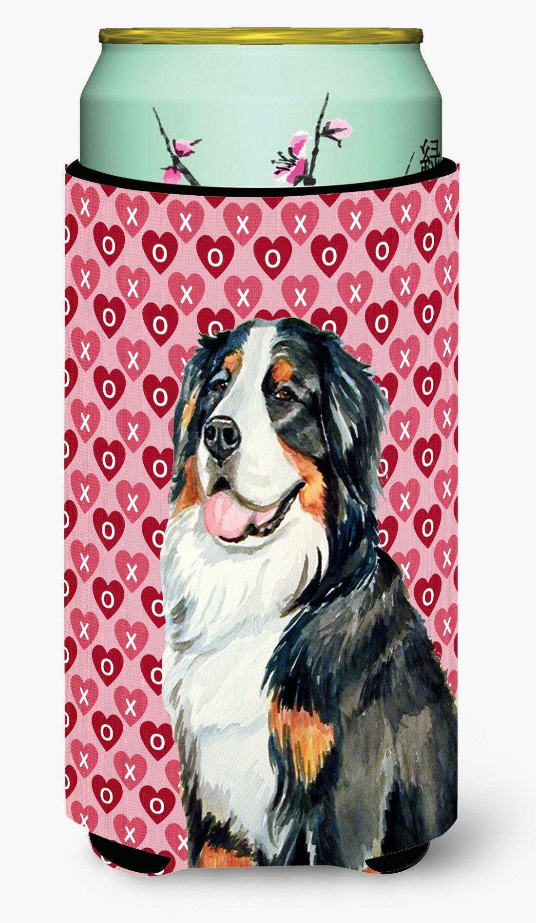Bernese Mountain Dog Love Valentine&#39;s Day Portrait  Tall Boy Beverage Insulator Beverage Insulator Hugger by Caroline&#39;s Treasures