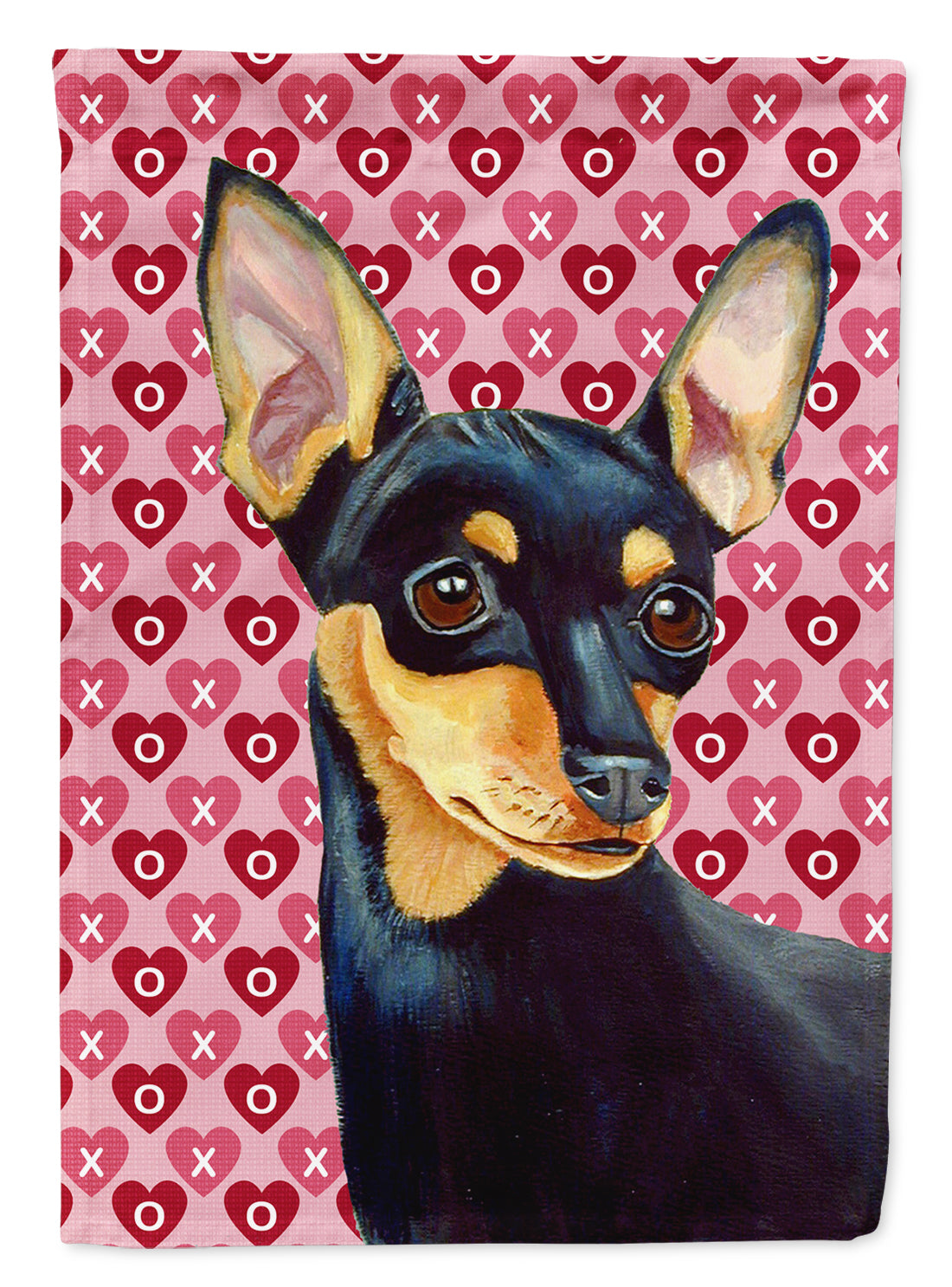 Min Pin Hearts Love and Valentine&#39;s Day Portrait Flag Canvas House Size