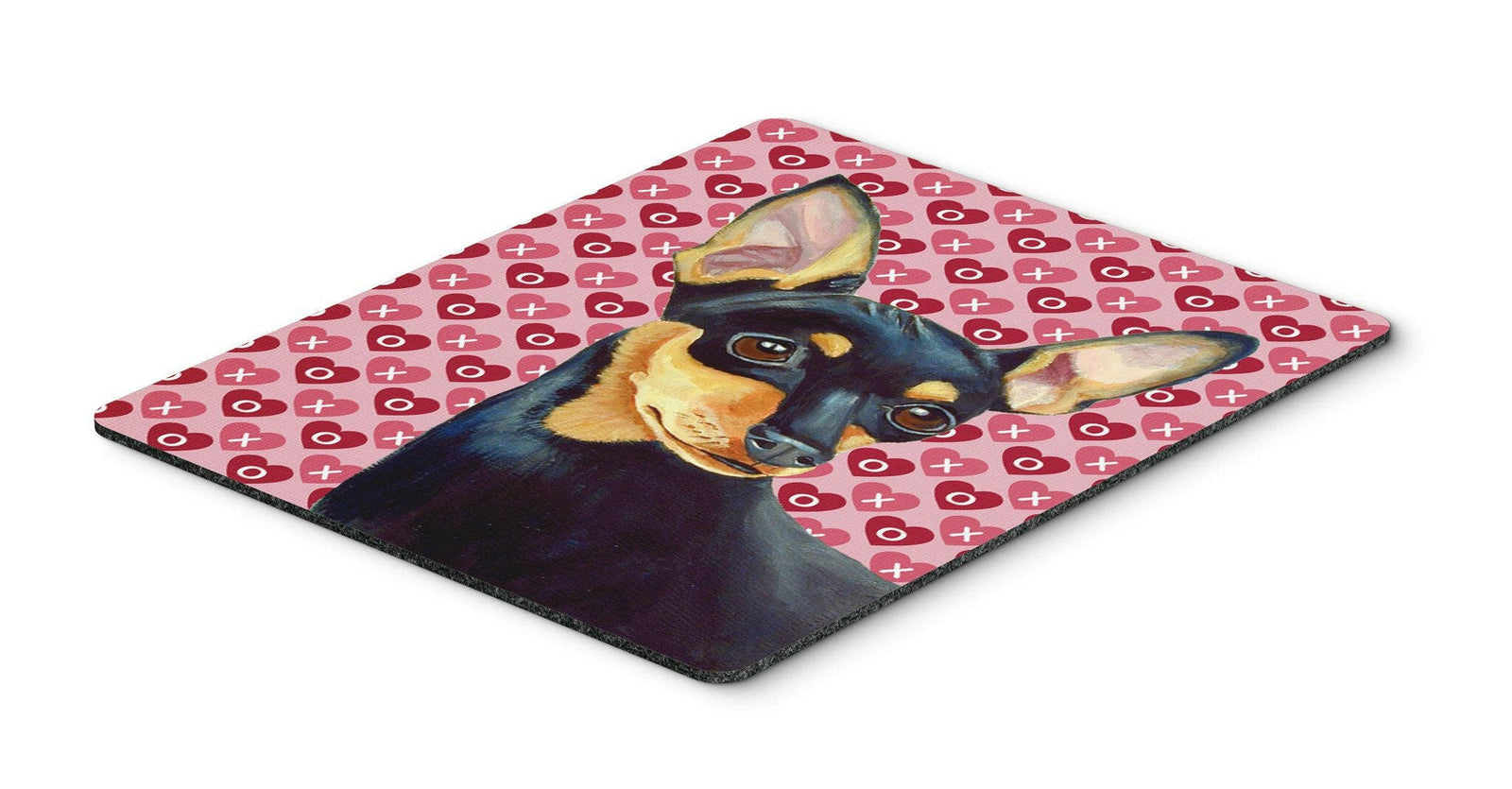 Min Pin Hearts Love and Valentine's Day Portrait Mouse Pad, Hot Pad or Trivet by Caroline's Treasures