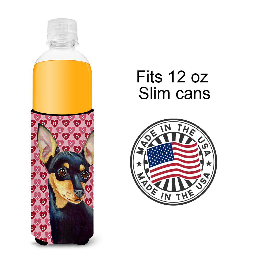 Min Pin Hearts Love and Valentine's Day Portrait Ultra Beverage Insulators for slim cans LH9155MUK.