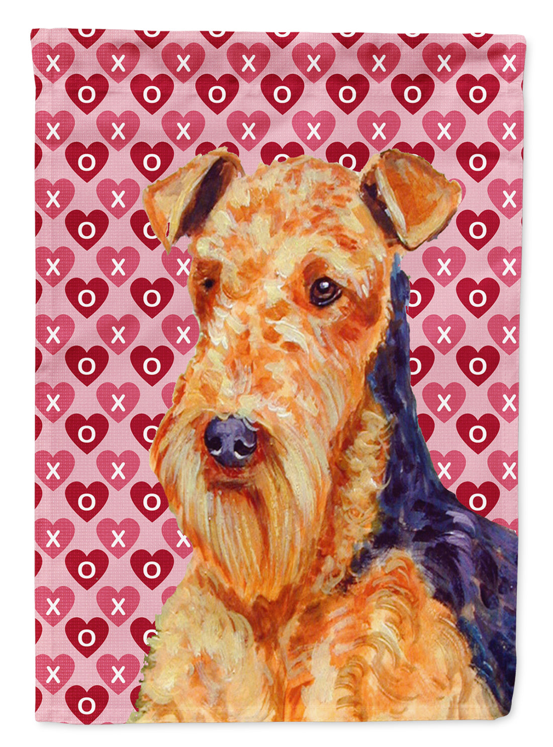 Airedale Hearts Love Valentine&#39;s Day Flag Canvas House Size