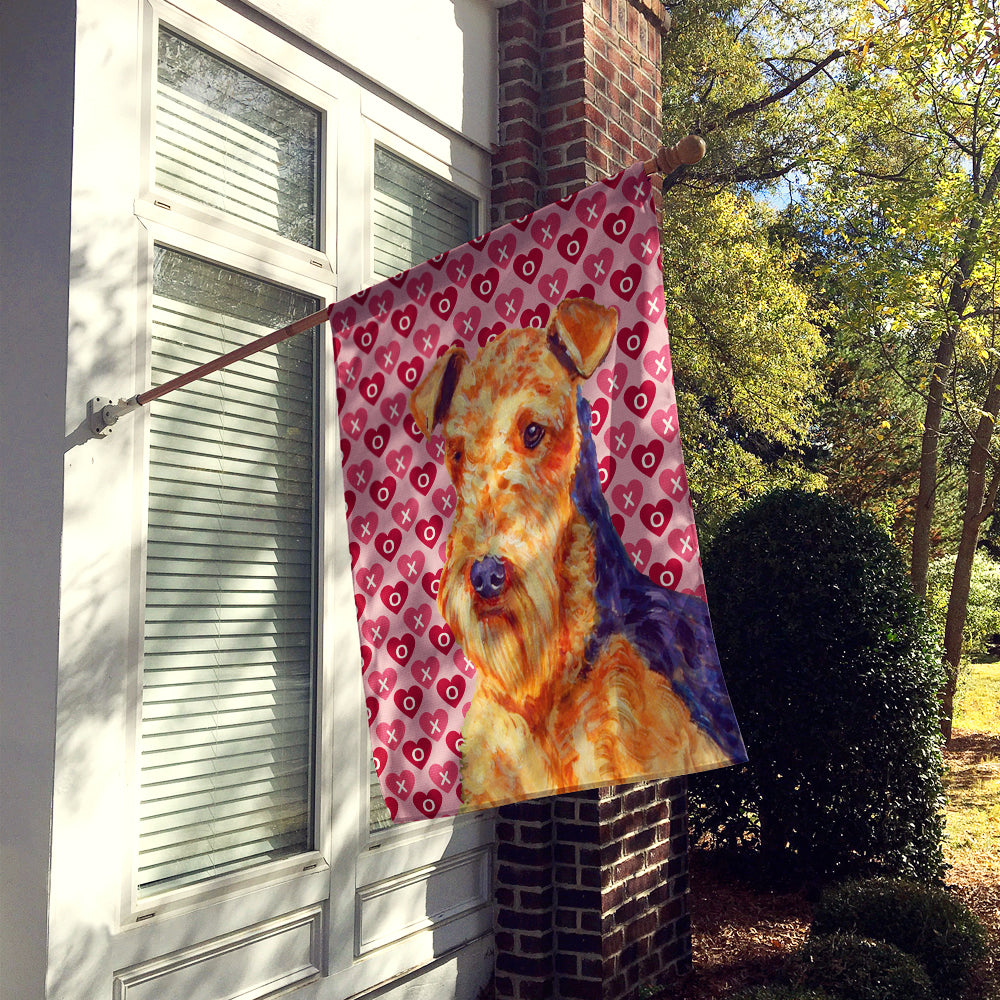 Airedale Hearts Love Valentine's Day Flag Canvas House Size  the-store.com.