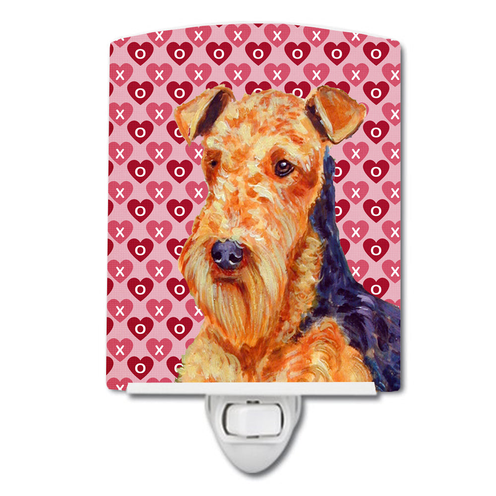 Airedale Hearts Love and Valentine&#39;s Day Portrait Ceramic Night Light LH9156CNL - the-store.com