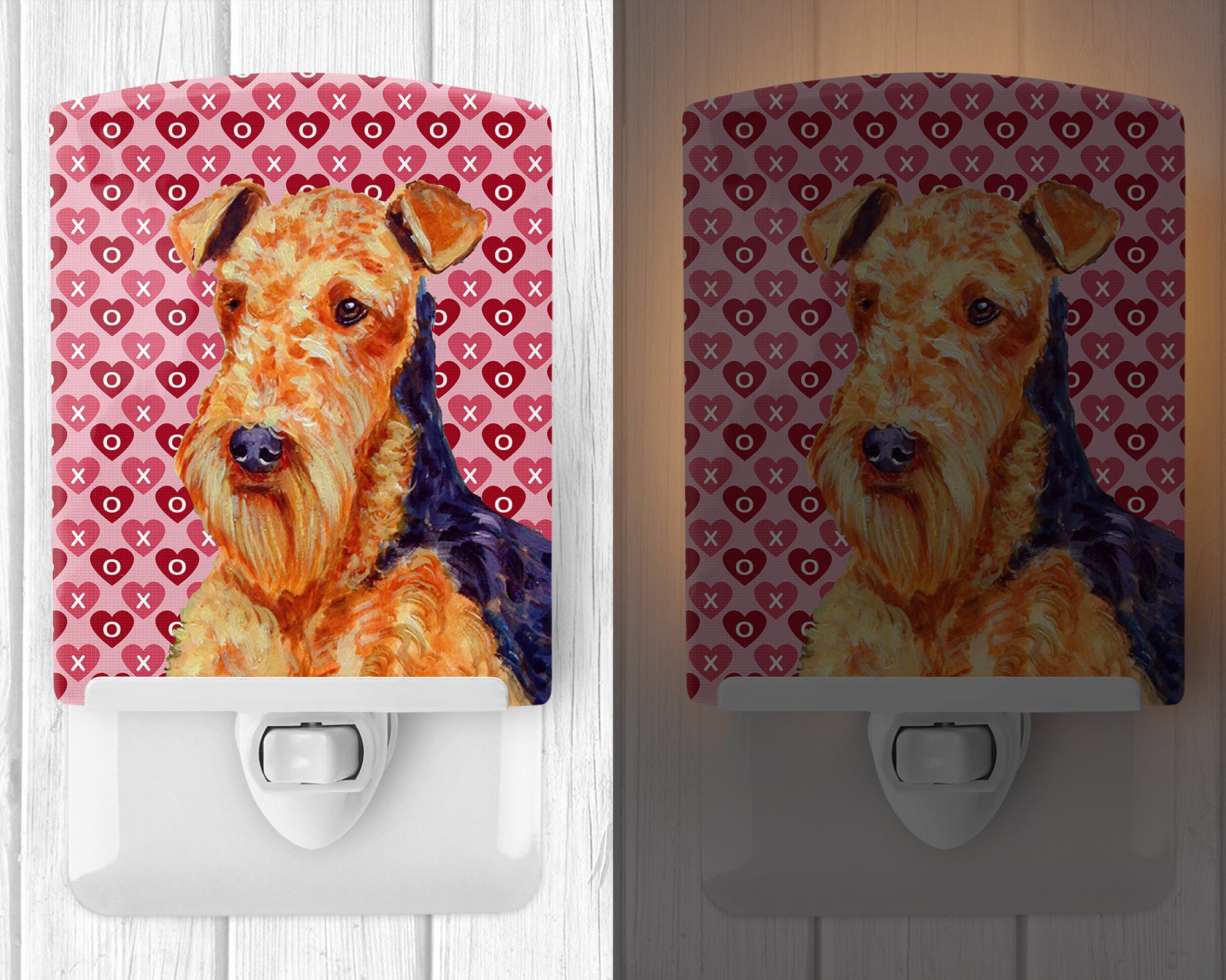 Airedale Hearts Love and Valentine's Day Portrait Ceramic Night Light LH9156CNL - the-store.com