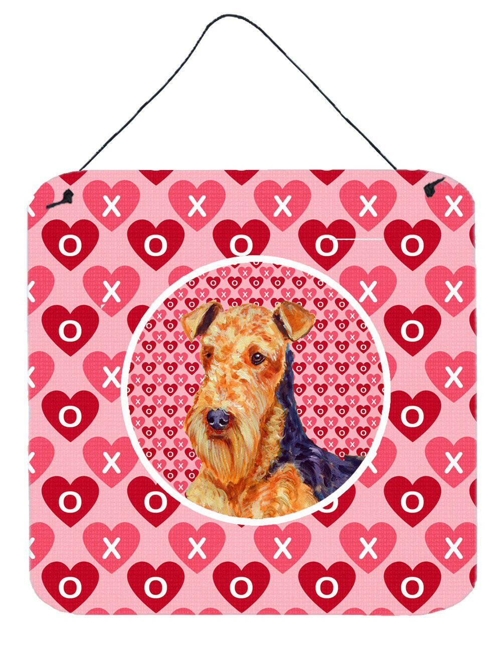Airedale Valentine&#39;s Love and Hearts Wall or Door Hanging Prints by Caroline&#39;s Treasures