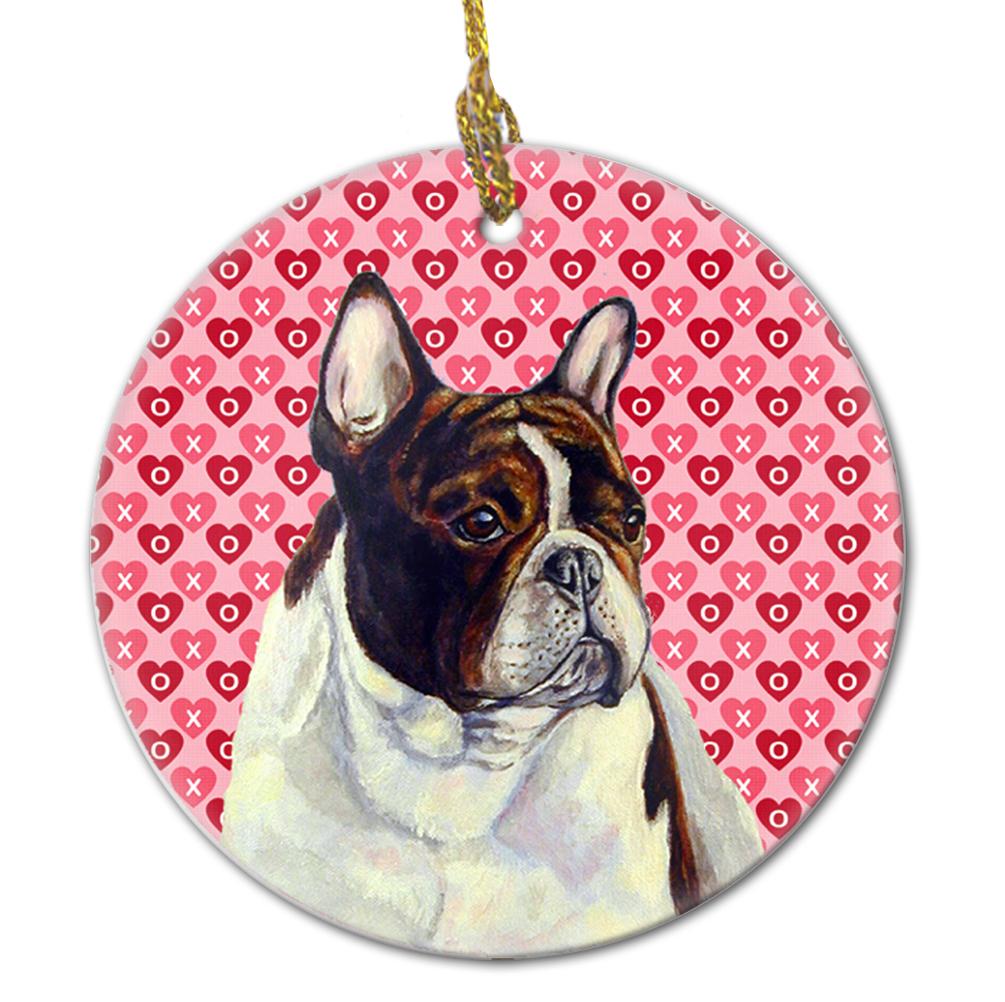 French Bulldog Valentine&#39;s Love and Hearts Ceramic Ornament by Caroline&#39;s Treasures